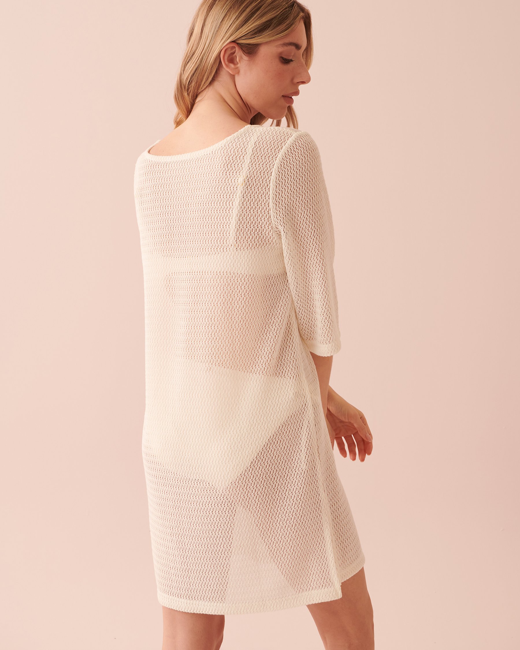 LA VIE EN ROSE AQUA Crochet Tunic Sandy white 80100014 - View2
