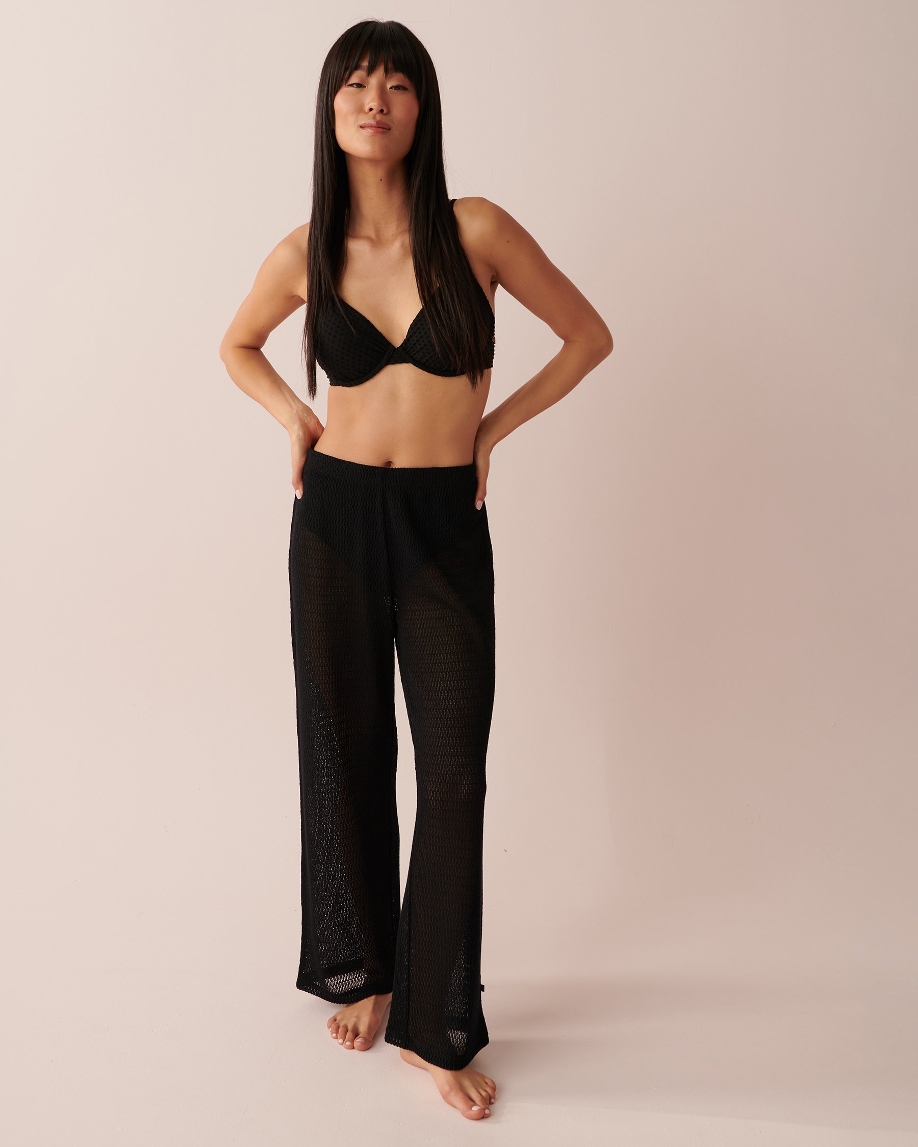 LA VIE EN ROSE AQUA Crochet Pants Black 80200035 - View3