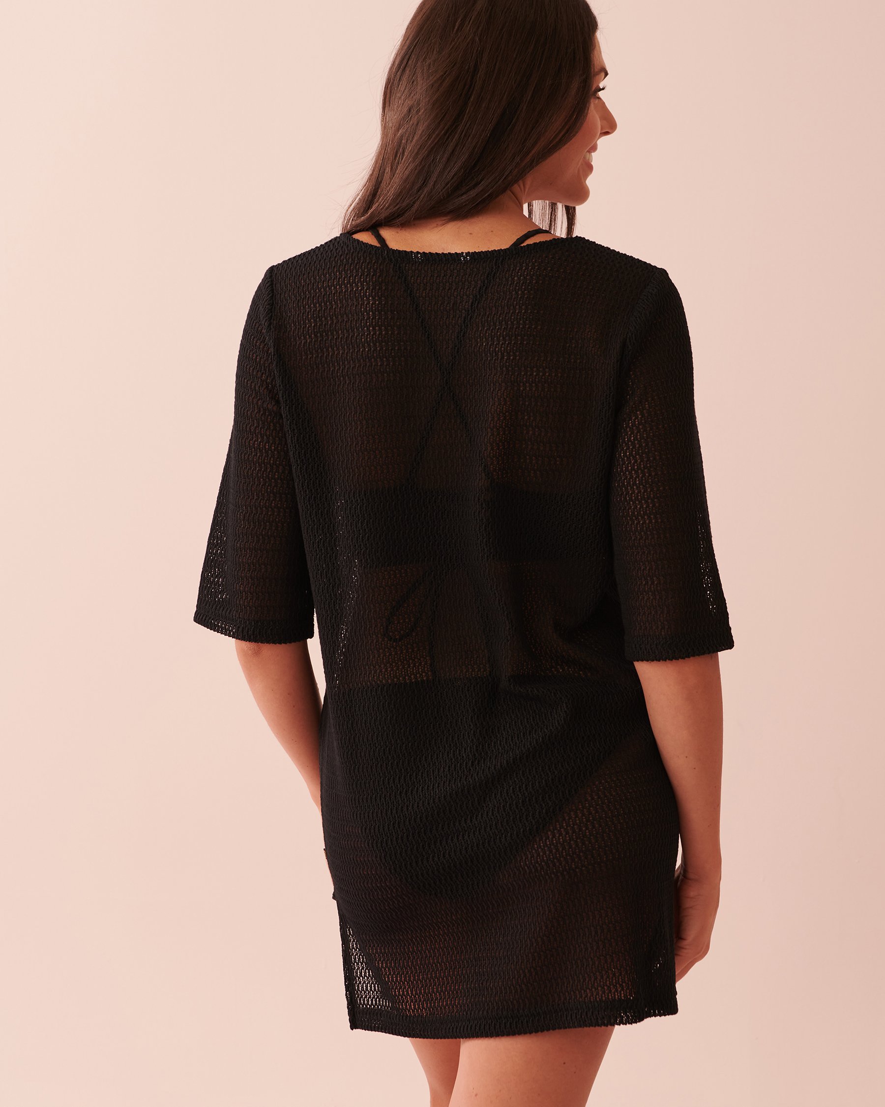 LA VIE EN ROSE AQUA Crochet Tunic Black 80100014 - View2