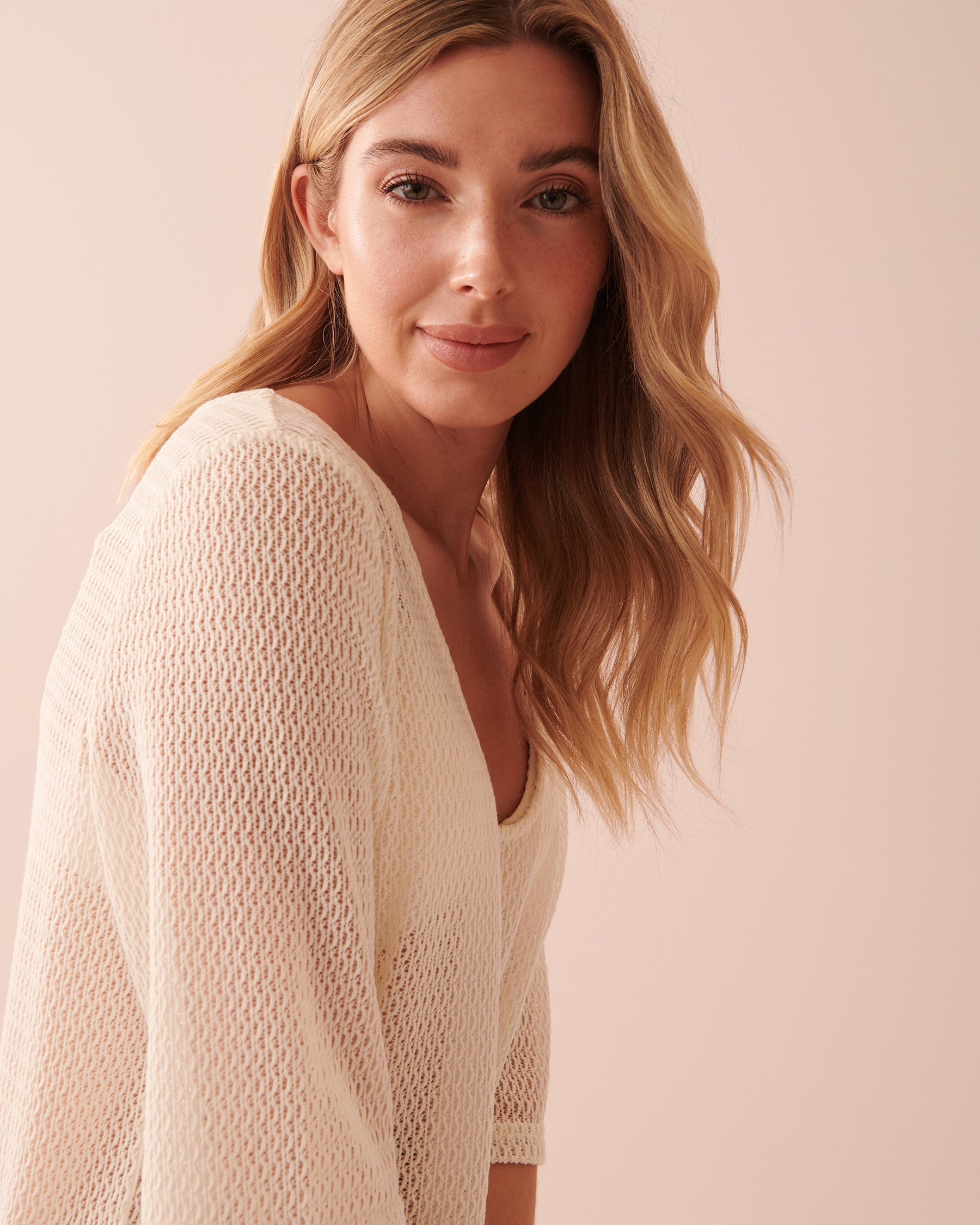 LA VIE EN ROSE AQUA Tunique en crochet Blanc sablonneux 80100014 - View3