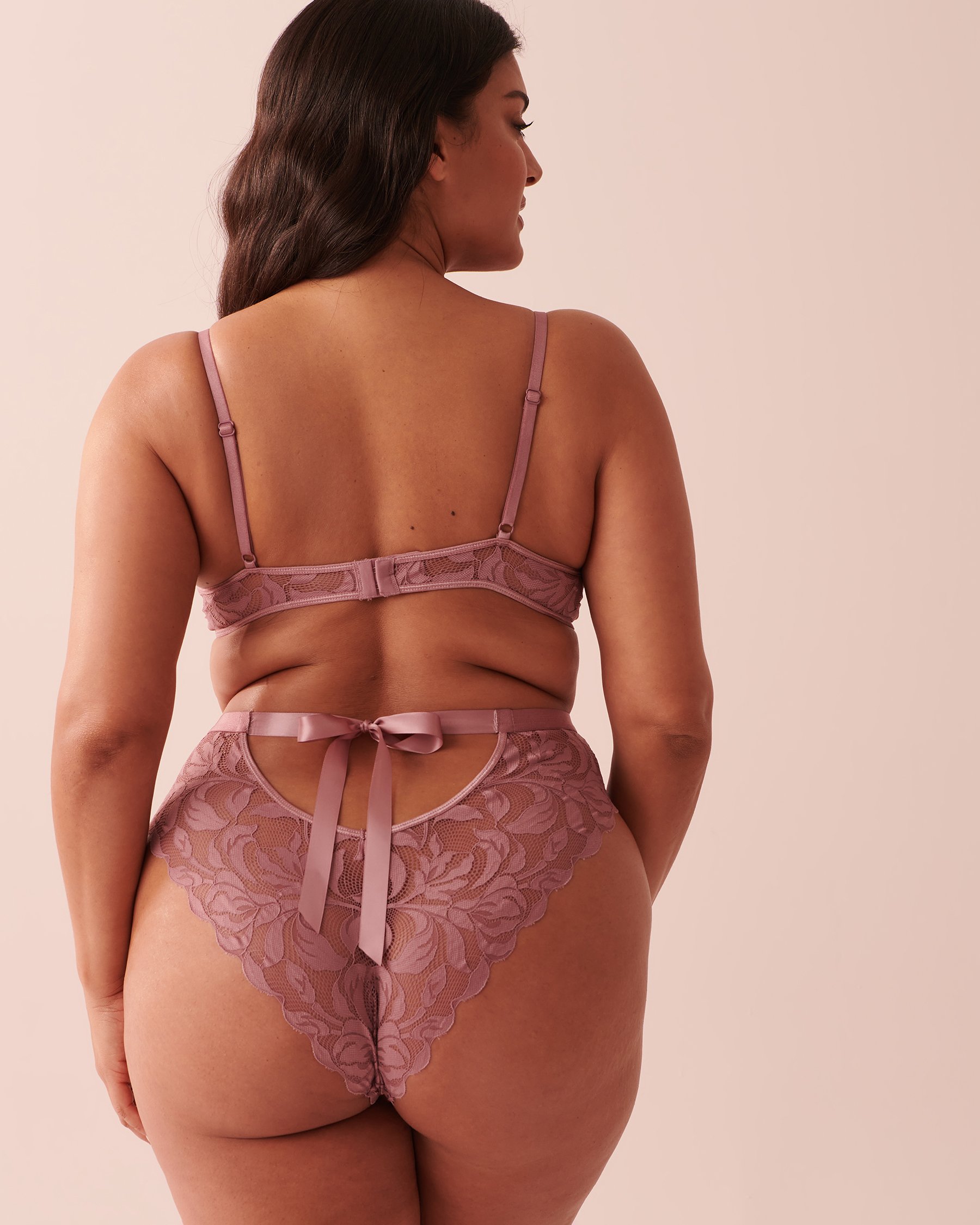 LA VIE EN ROSE Cut-Out Lace Cheeky Teddy Dusky orchid 60300068 - View5