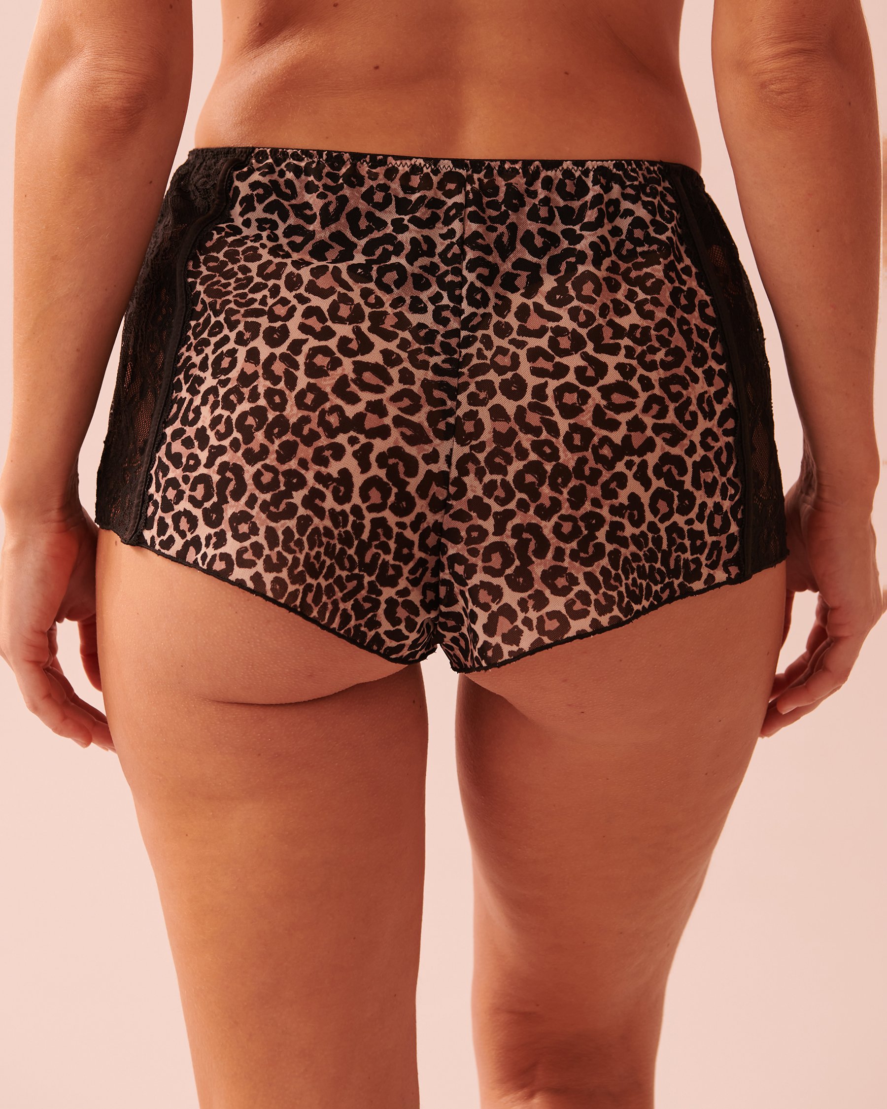 LA VIE EN ROSE Ensemble de 2 pièces en dentelle et résille imprimé léopard Léopard 60400027 - Voir8