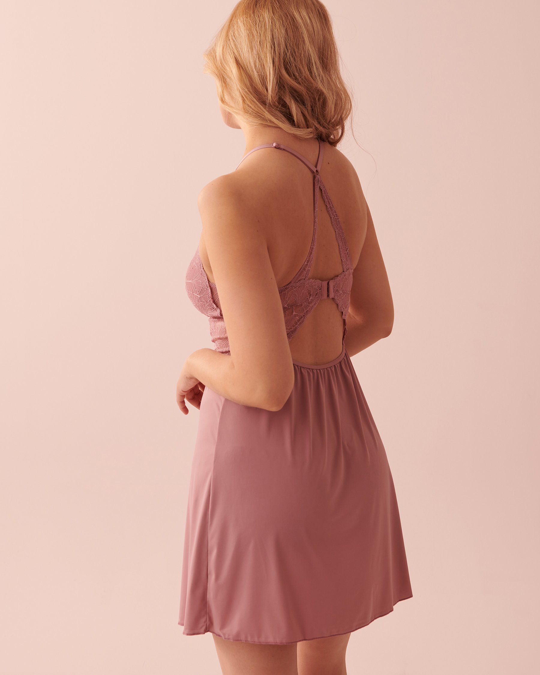 LA VIE EN ROSE Lace Overlay Nightie Dusky orchid 60500116 - View2