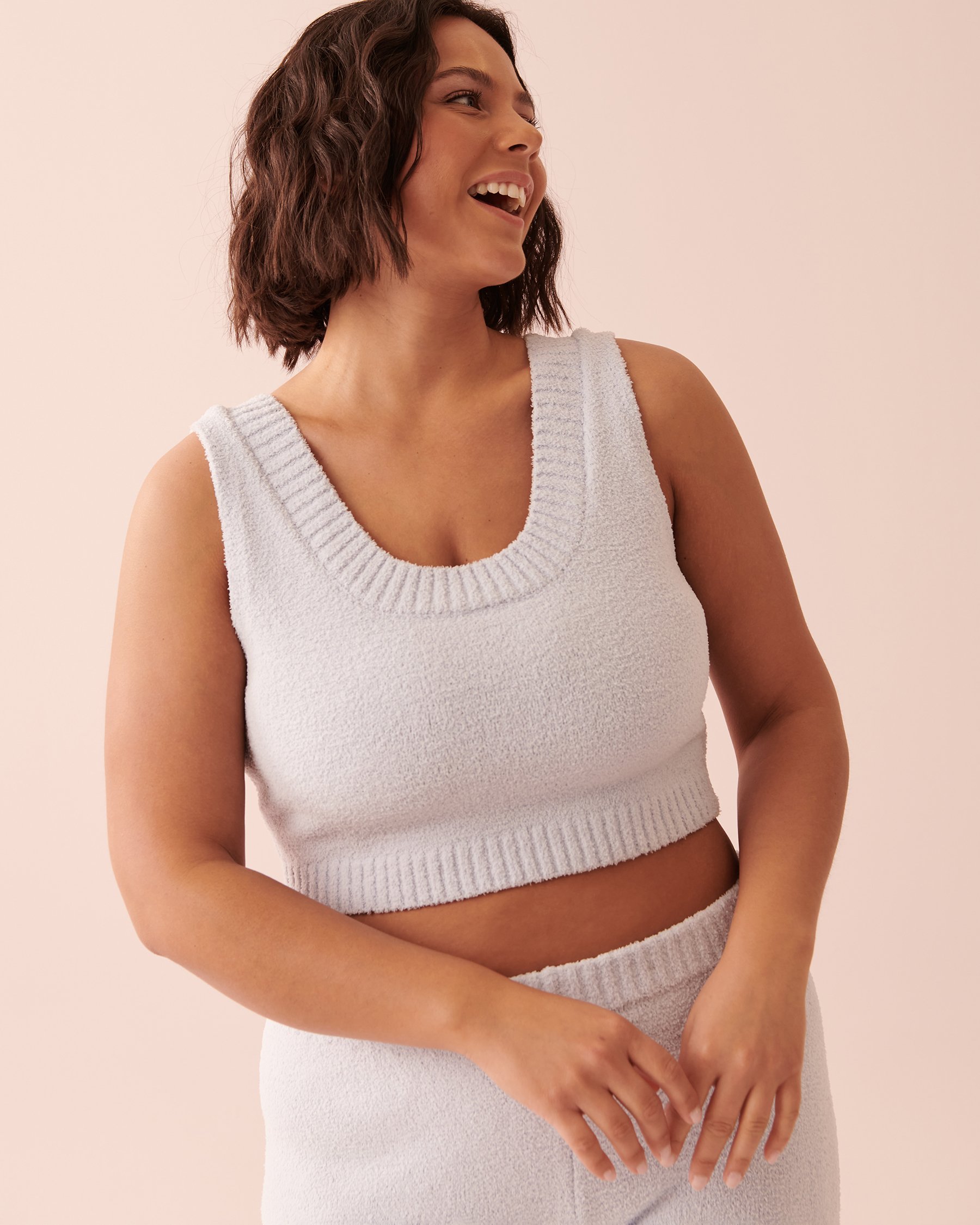 LA VIE EN ROSE Chenille Crop Cami Heather blue 50100069 - View3