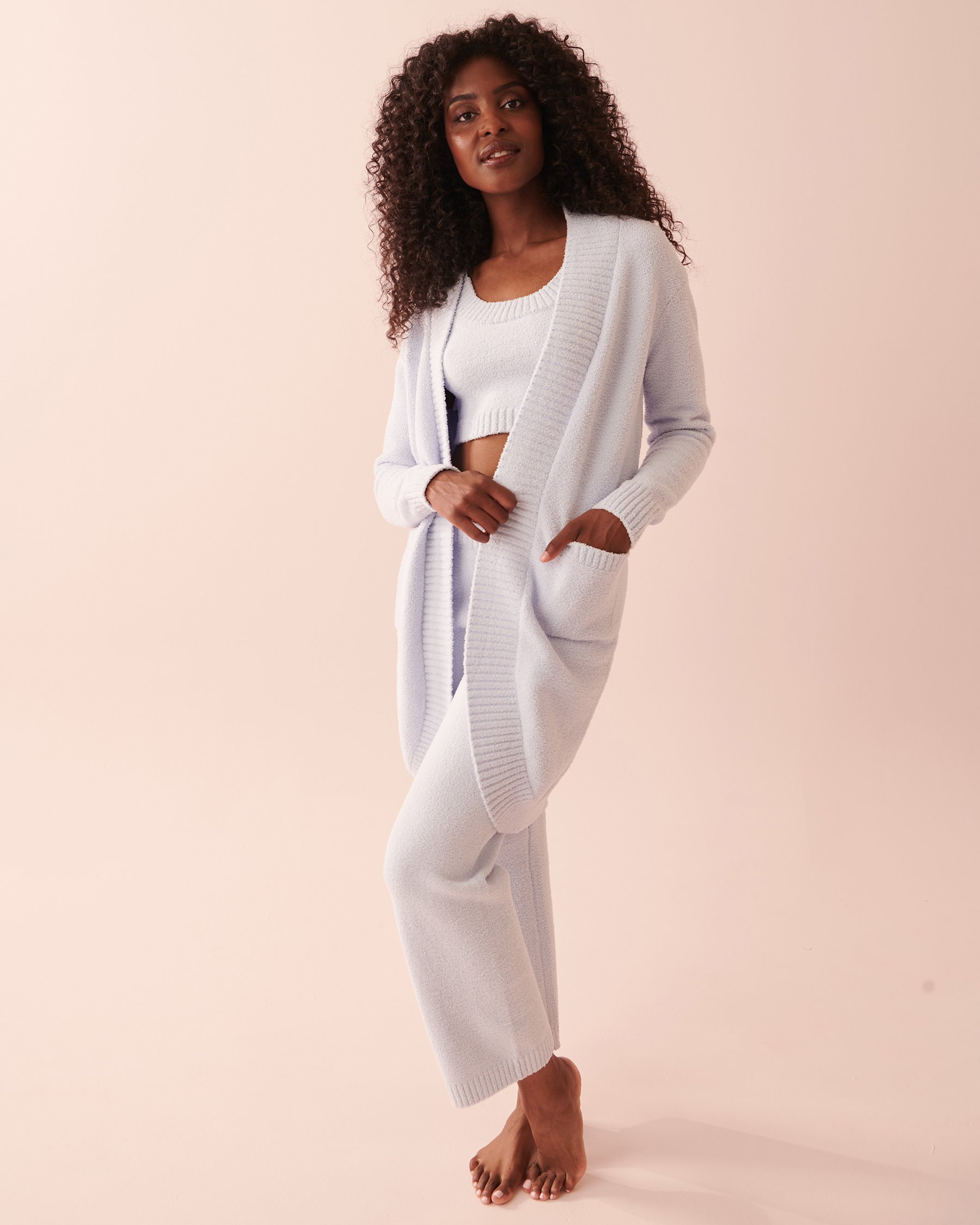 LA VIE EN ROSE Cardigan en chenille Bleu clair 50500009 - Voir3