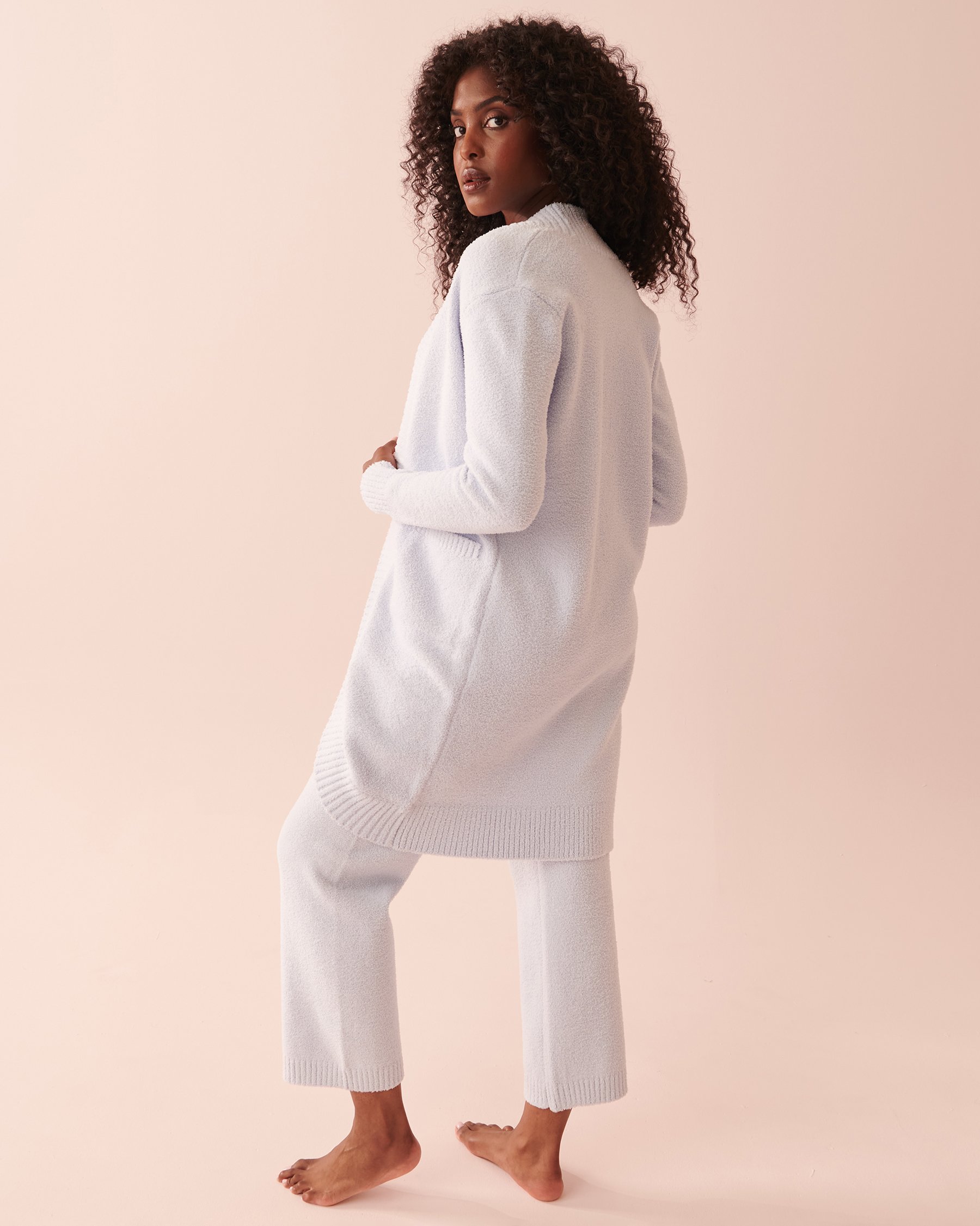 LA VIE EN ROSE Cardigan en chenille Bleu clair 50500009 - Voir2