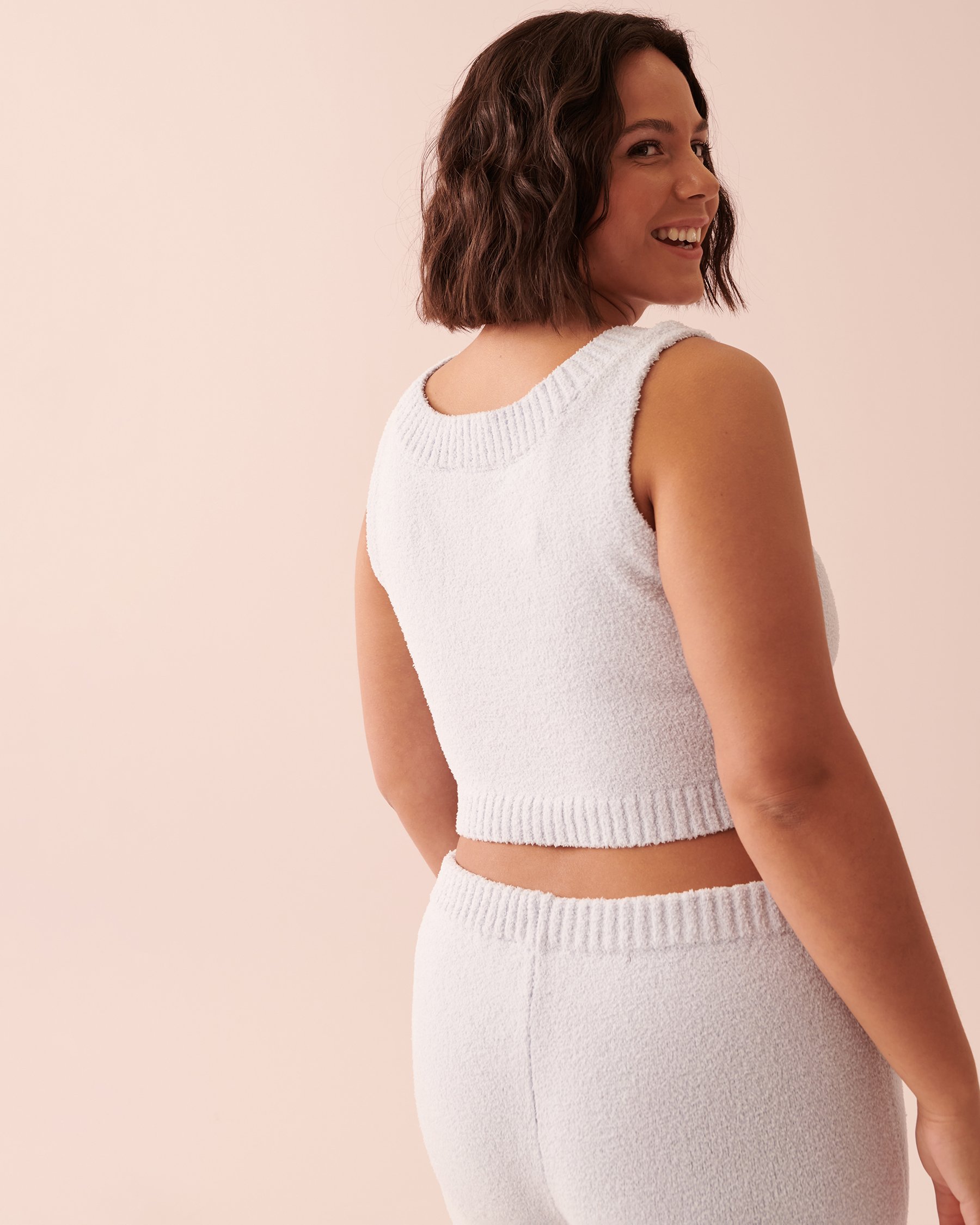 LA VIE EN ROSE Camisole courte en chenille Bleu clair 50100069 - View2