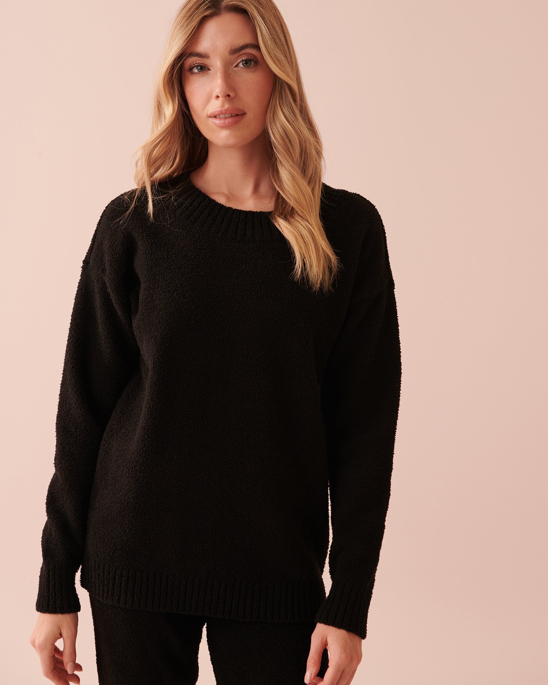 LA VIE EN ROSE Chenille Long Sleeve Shirt Black 50100070 - View4