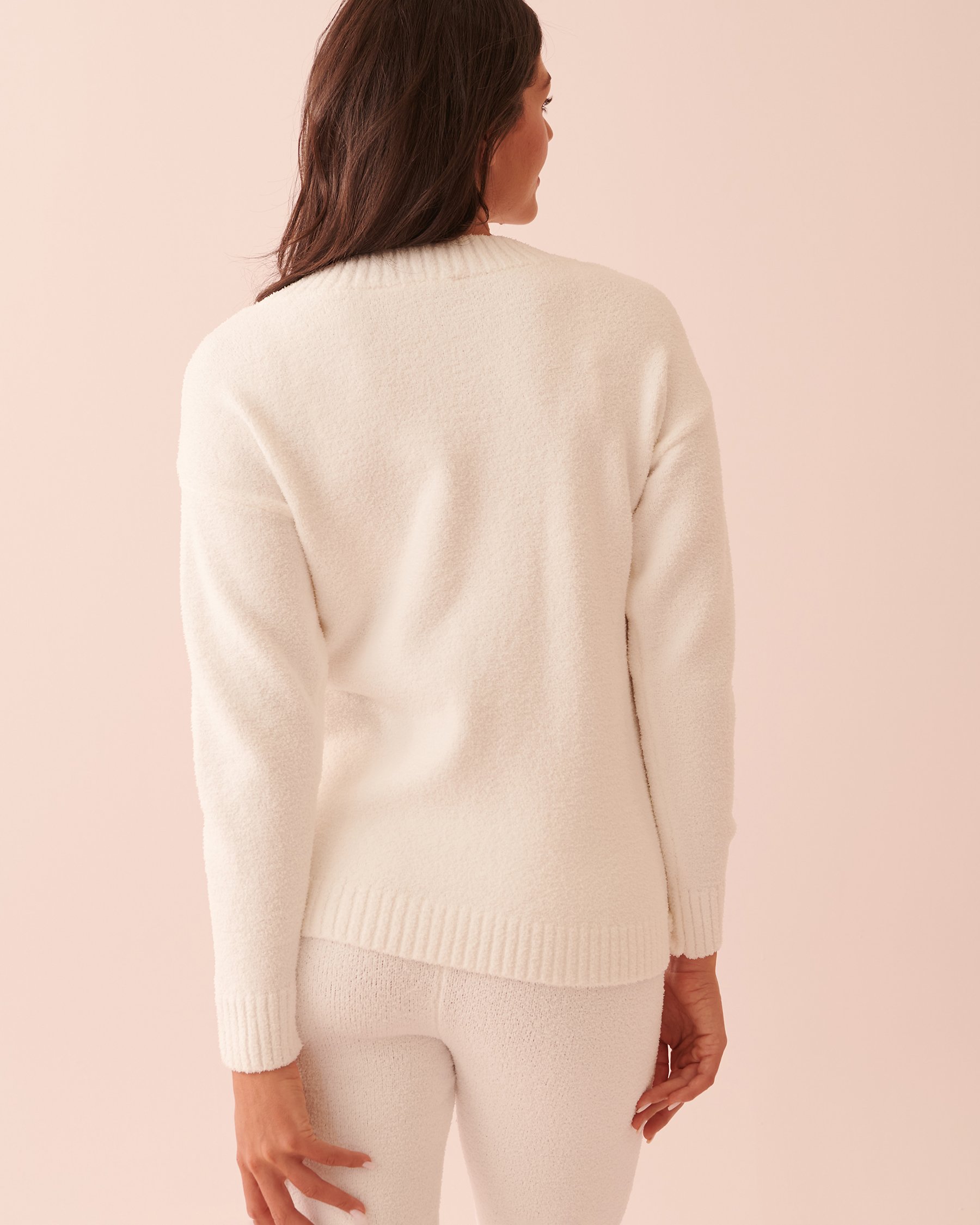 LA VIE EN ROSE Chenille Long Sleeve Shirt Snow white 50100070 - View2