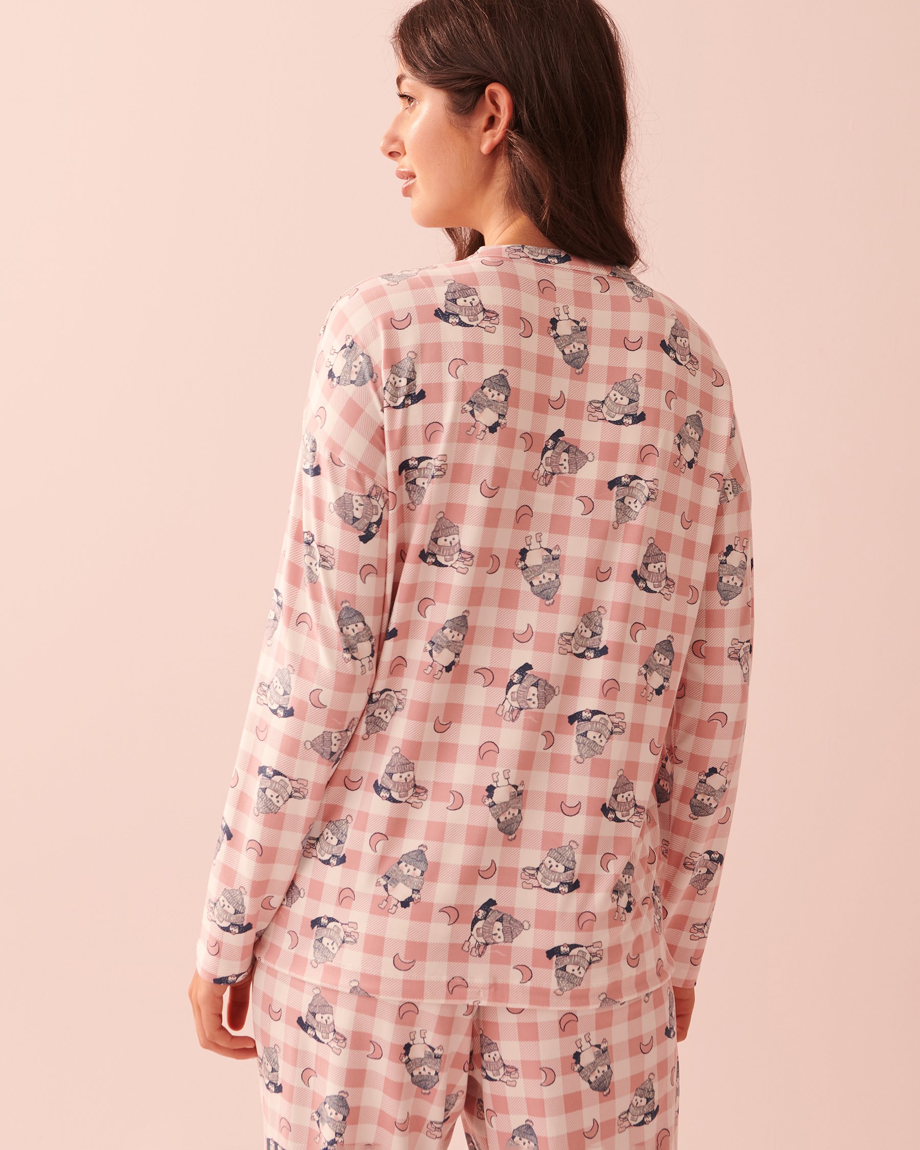 LA VIE EN ROSE Night Owl Super Soft Cardigan Owl plaid 40100475 - View2