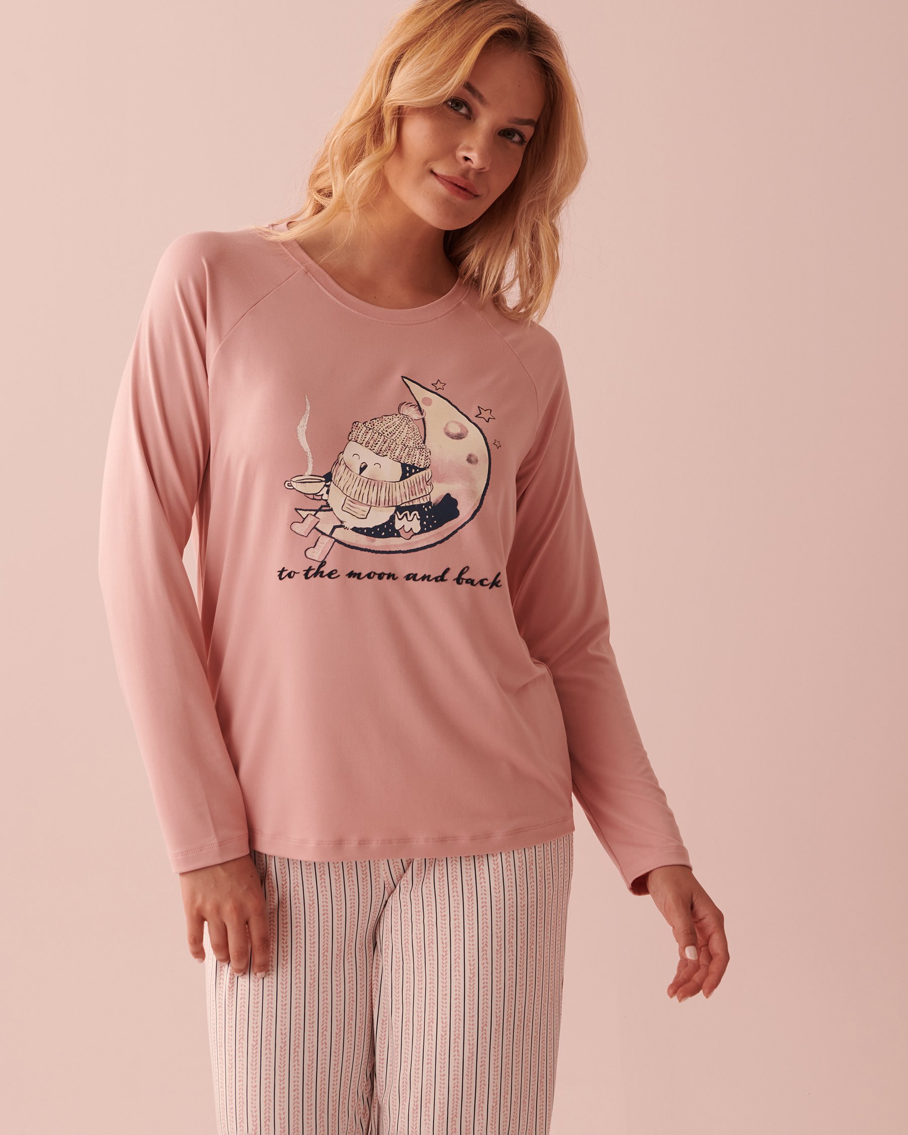 LA VIE EN ROSE Night Owl Super Soft Long Sleeve Shirt Blush rose 40100476 - View3