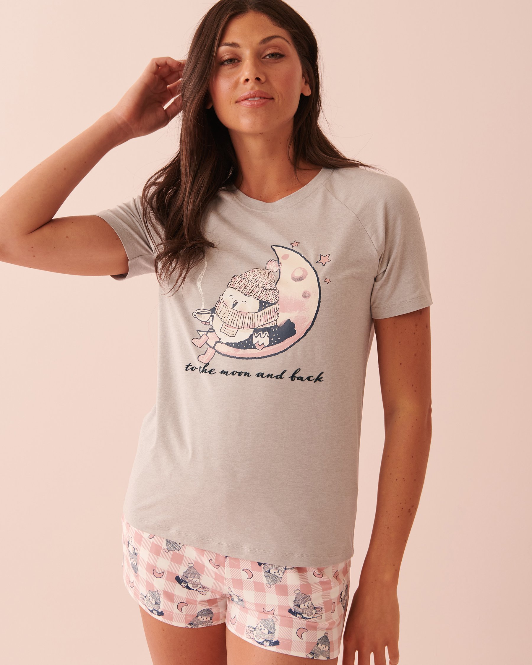 LA VIE EN ROSE Night Owl Super Soft T-shirt Dusty grey 40100477 - View1