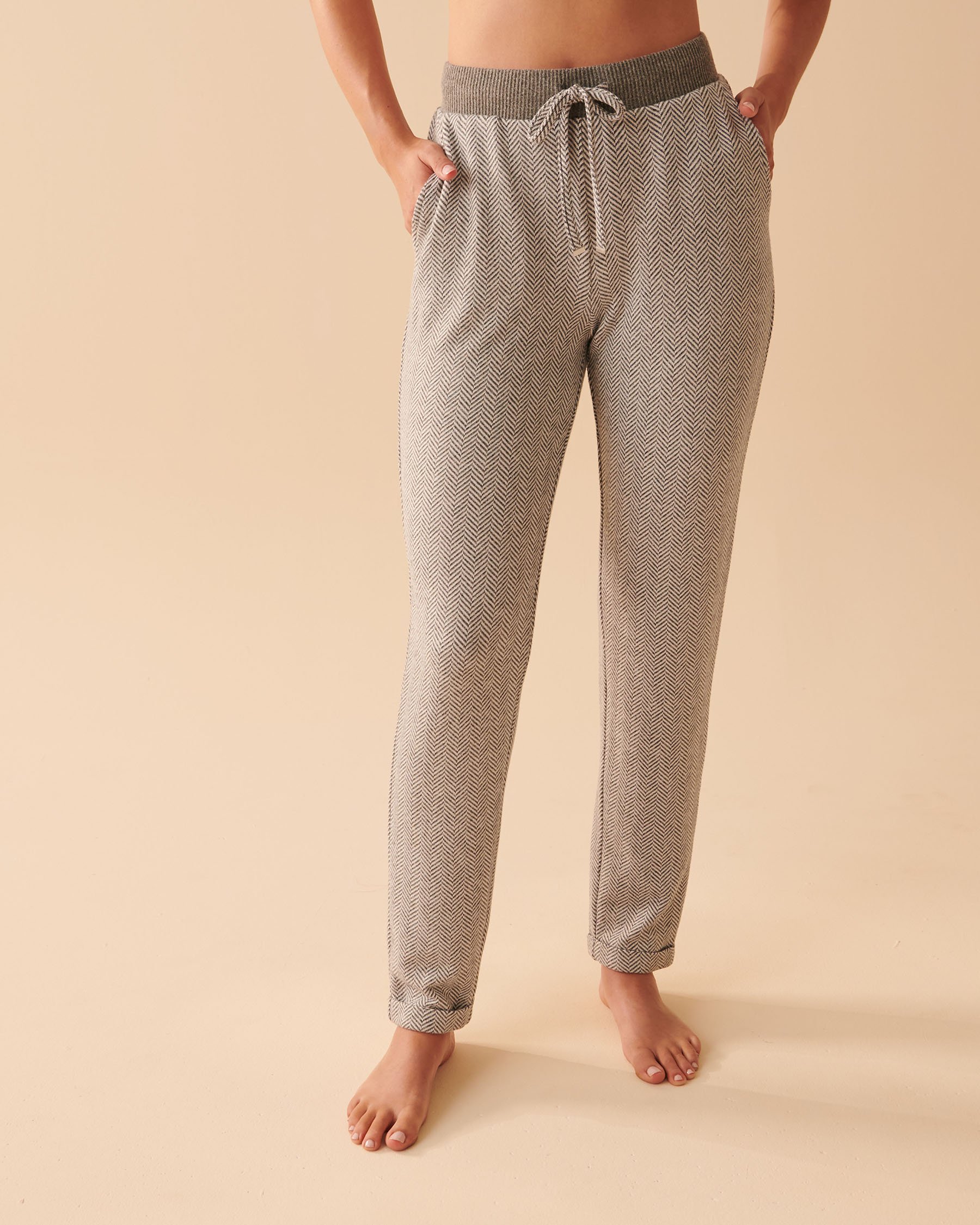 LA VIE EN ROSE Soft Knit Pajama Pants Light charcoal mix 40200473 - View1