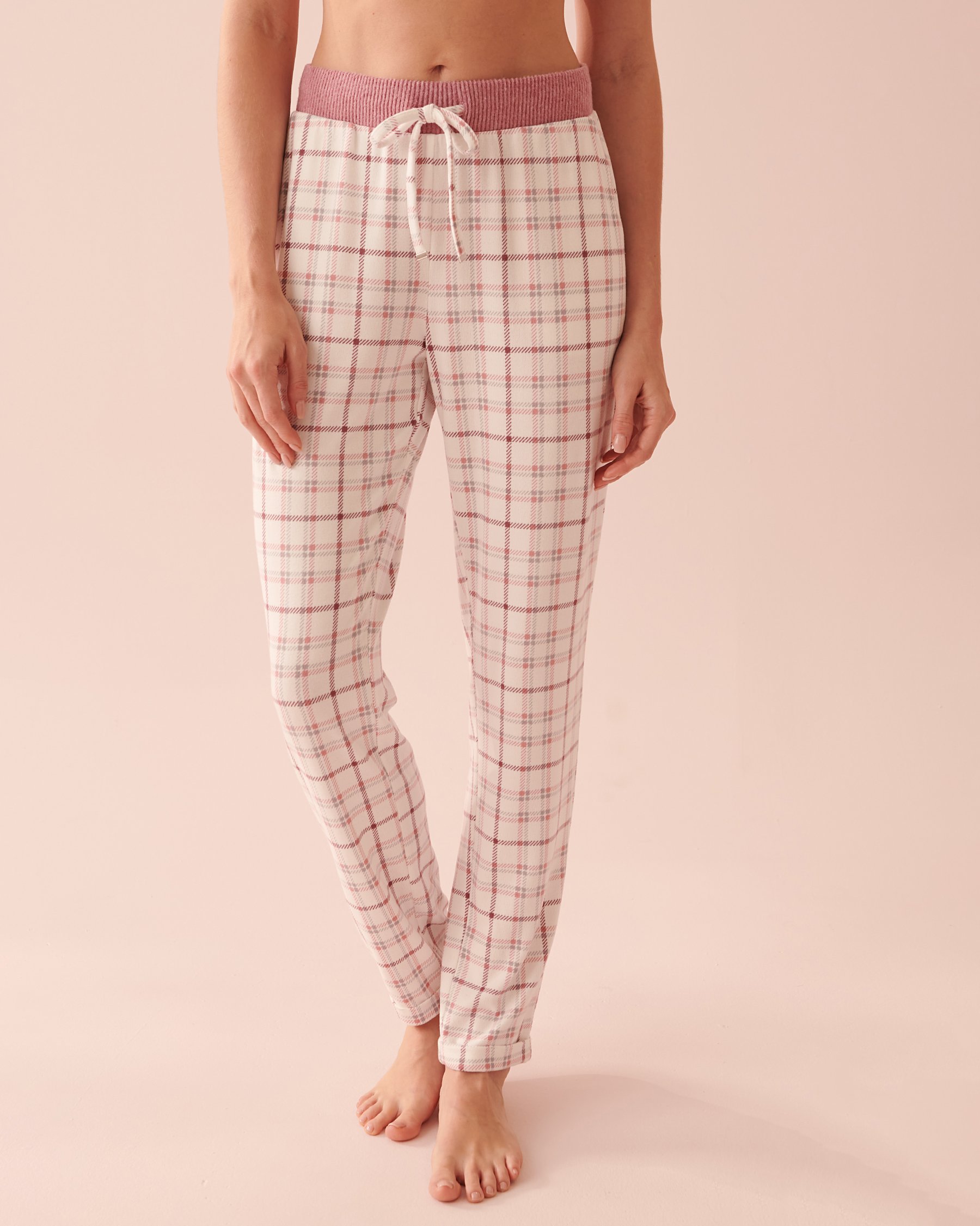 LA VIE EN ROSE Soft Knit Pajama Pants Light purple plaid 40200473 - View1