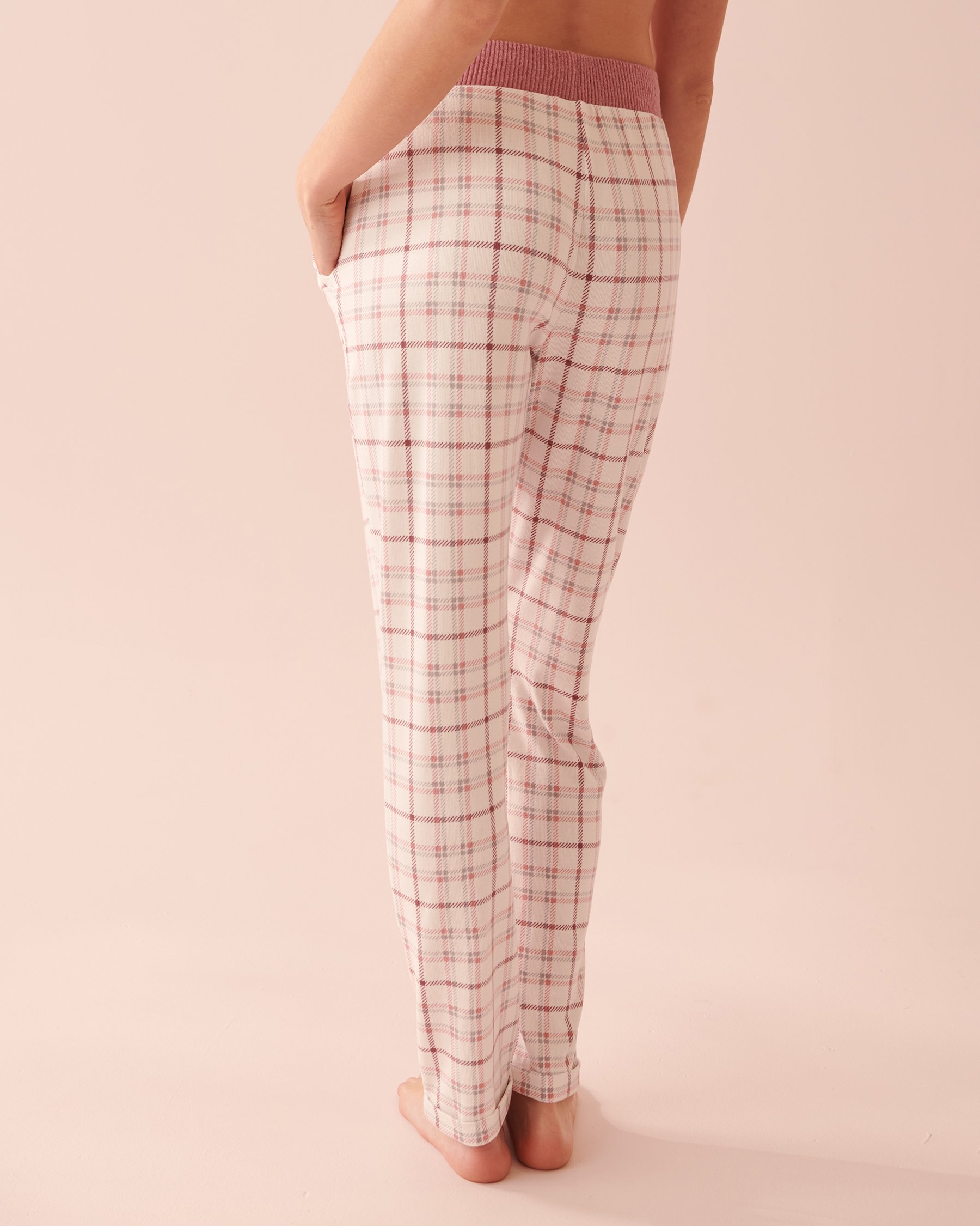 LA VIE EN ROSE Soft Knit Pajama Pants Light purple plaid 40200473 - View2
