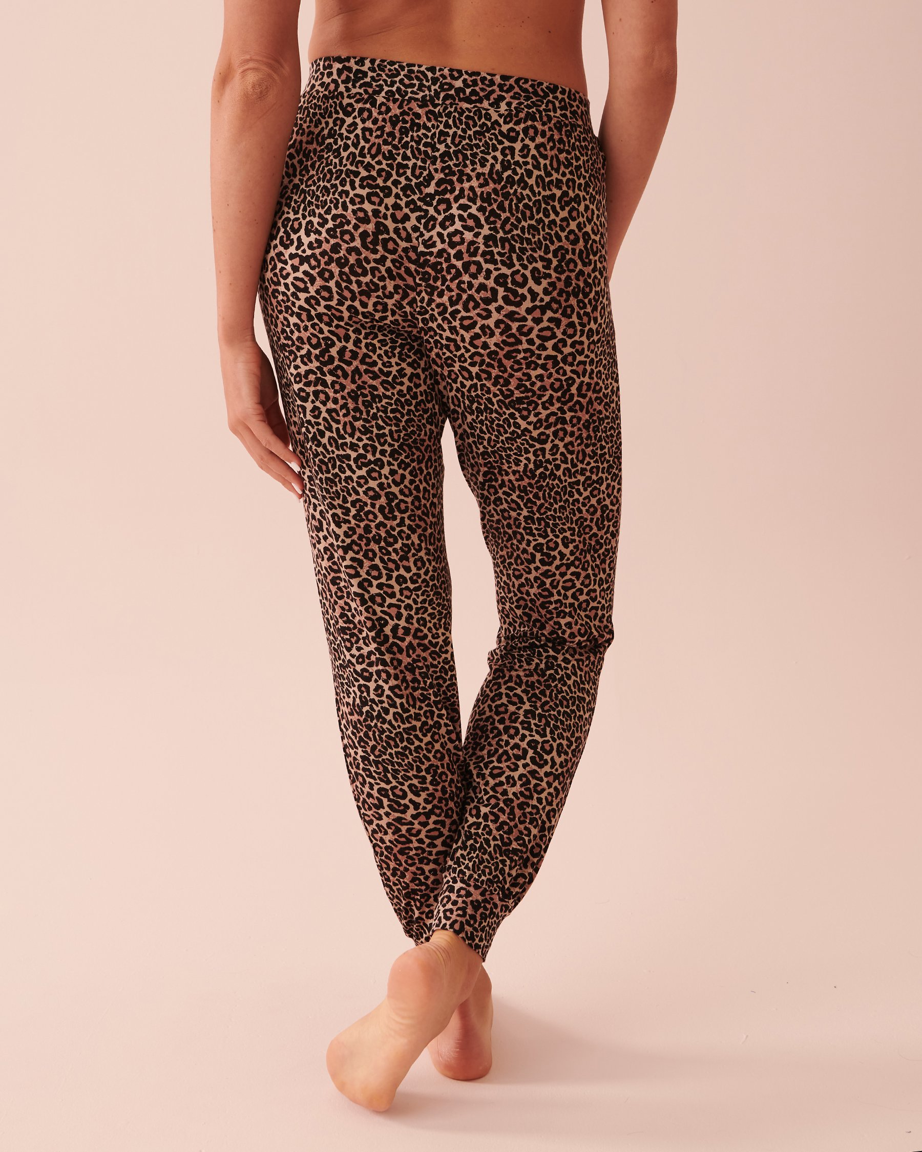 LA VIE EN ROSE Soft Jersey Jogger Pajama Pants Leopard 40200484 - View2