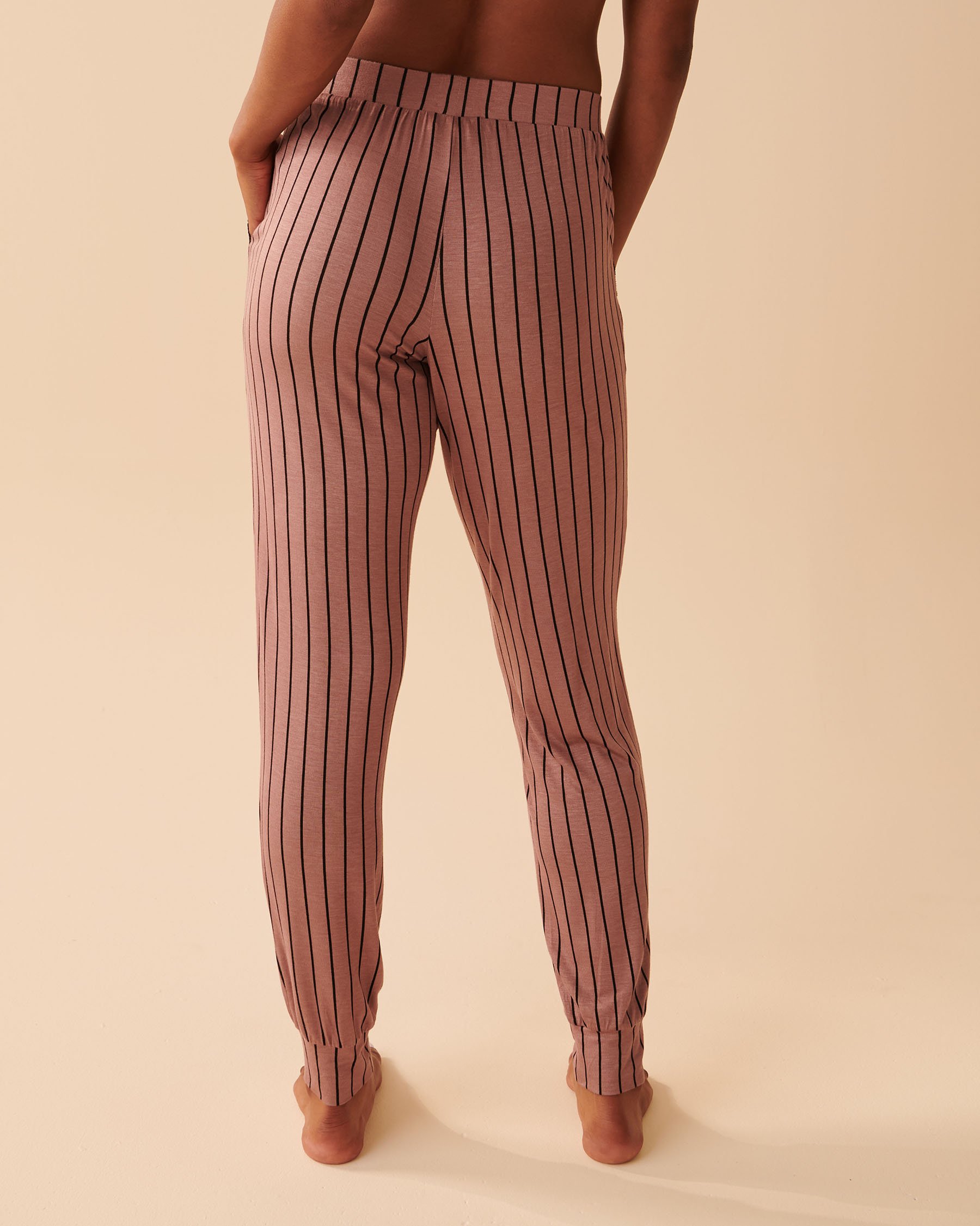 LA VIE EN ROSE Soft Jersey Jogger Pajama Pants Chic stripes 40200484 - View2