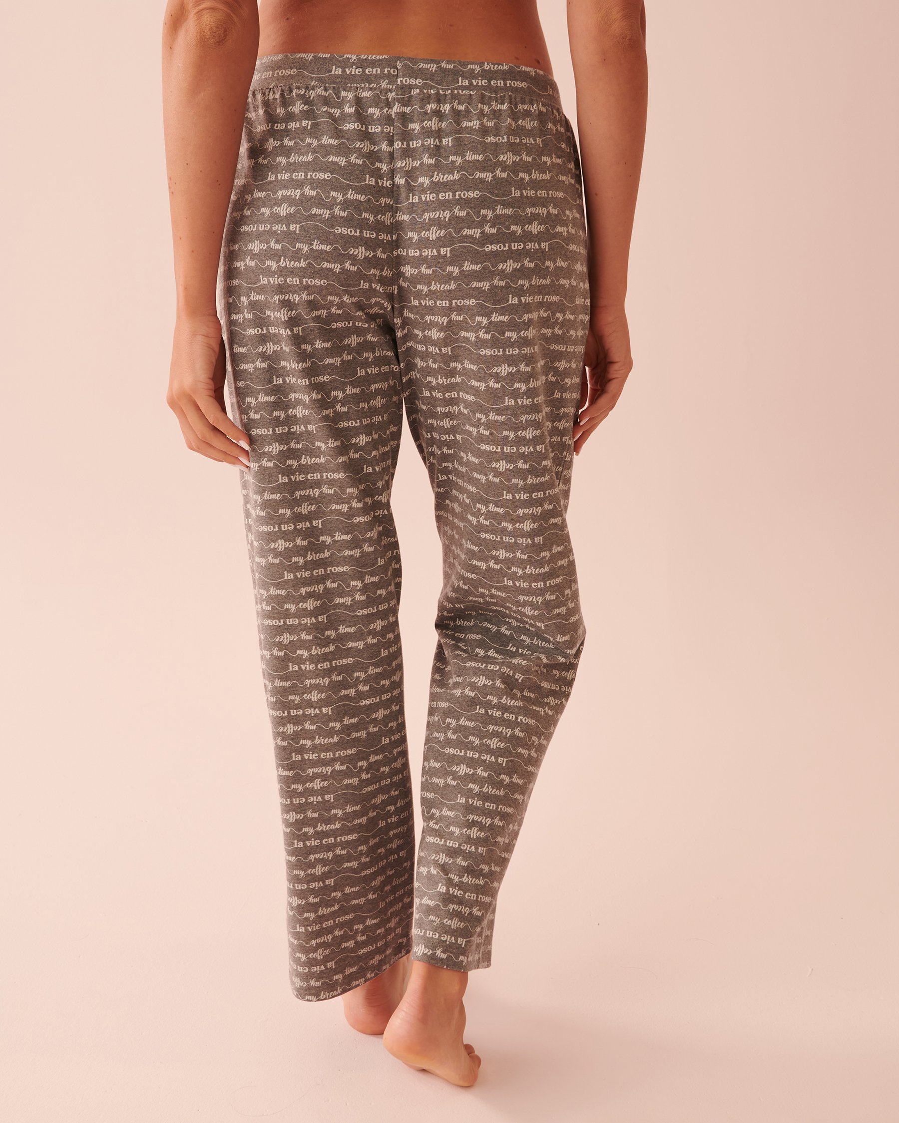 LA VIE EN ROSE Ensemble pyjama manches longues en coton Citations du matin 40400052 - Voir3