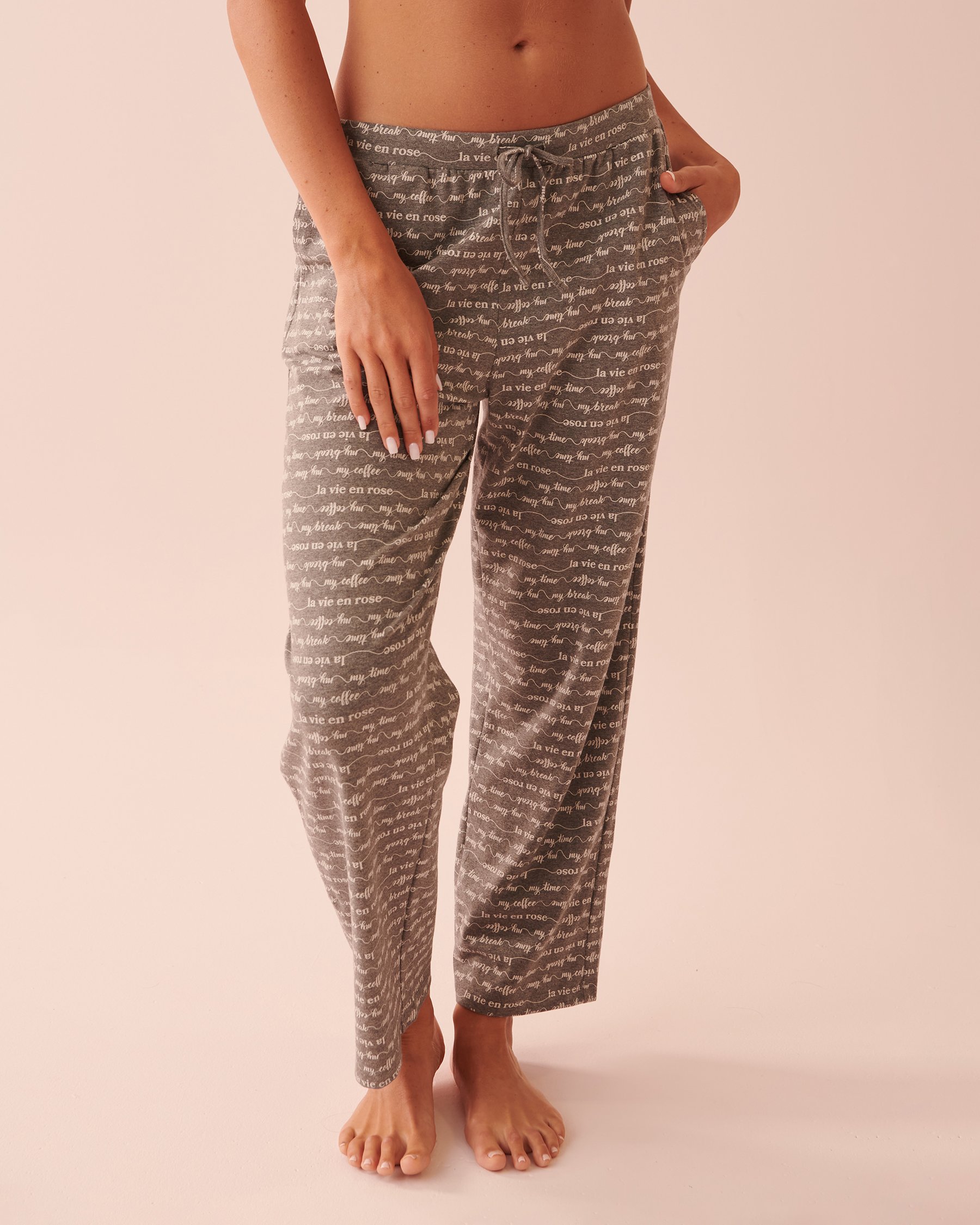 LA VIE EN ROSE Ensemble pyjama manches longues en coton Citations du matin 40400052 - Voir4
