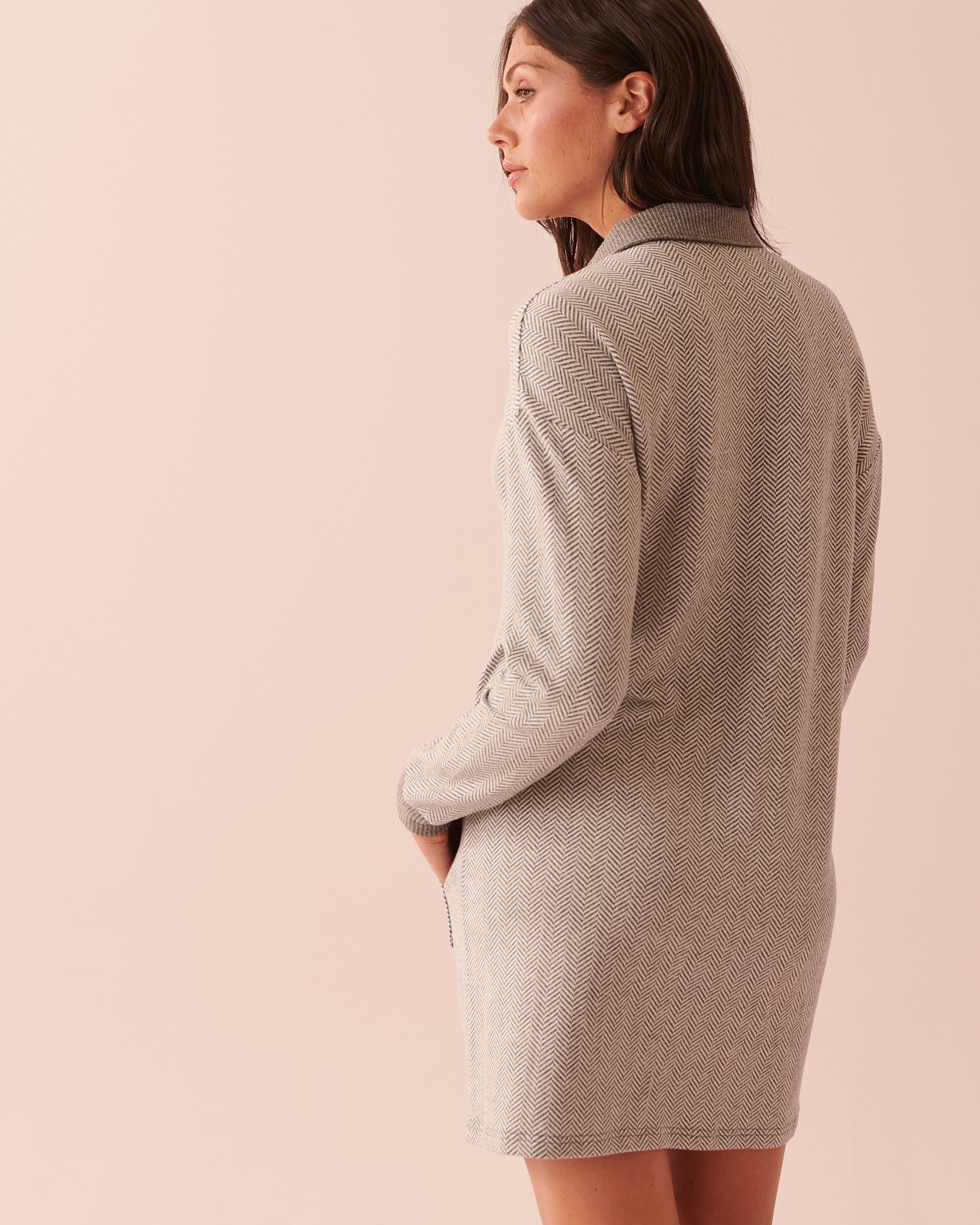 LA VIE EN ROSE Soft Knit Long Sleeve Sleepshirt Light charcoal mix 40500298 - View2