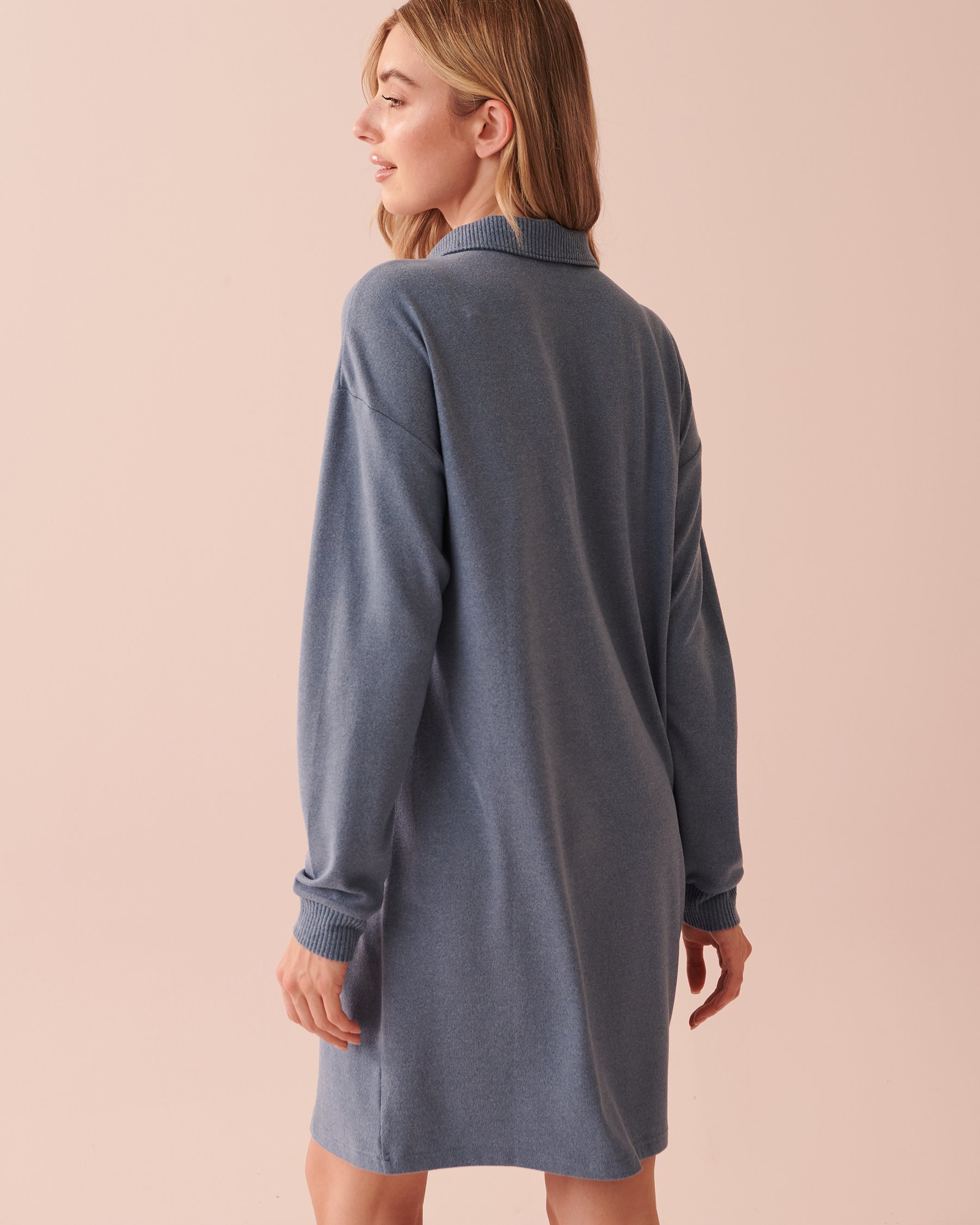 LA VIE EN ROSE Soft Knit Long Sleeve Sleepshirt Blue horizon mix 40500298 - View2