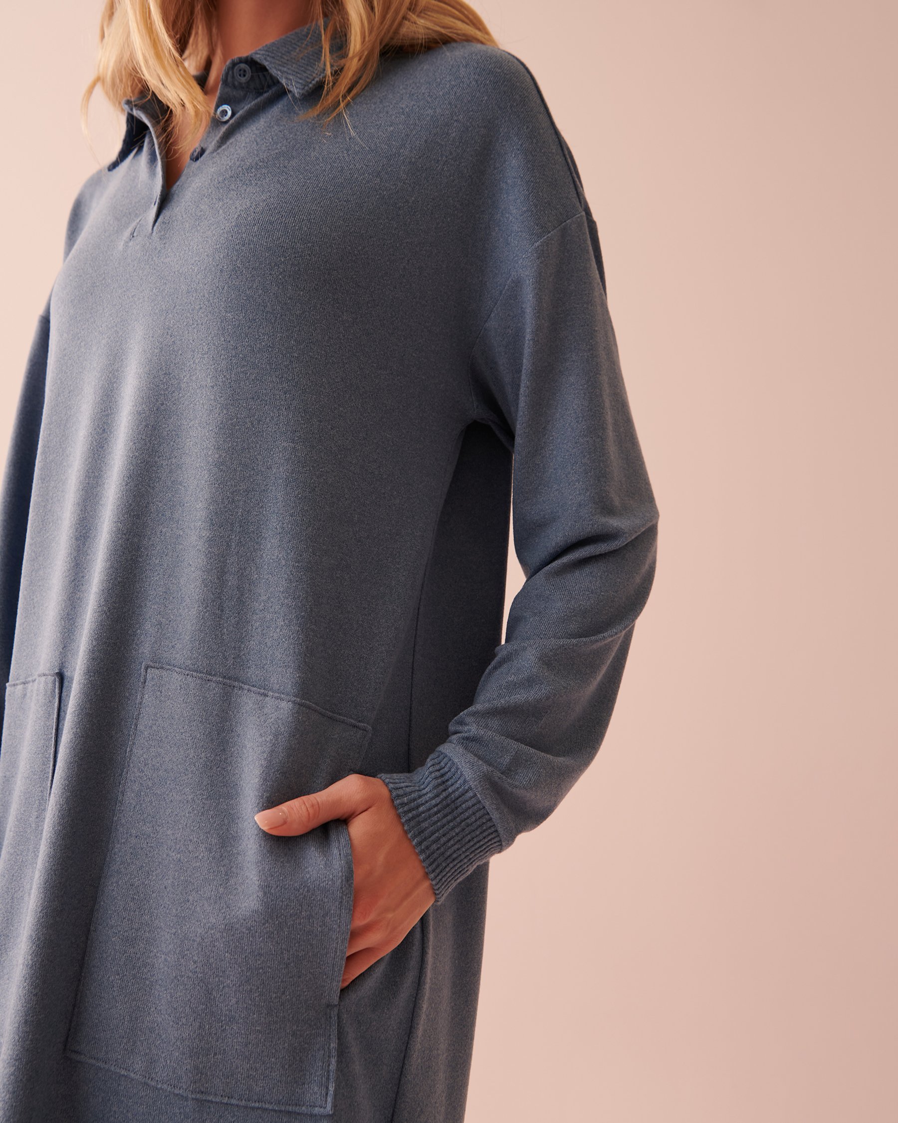 LA VIE EN ROSE Soft Knit Long Sleeve Sleepshirt Blue horizon mix 40500298 - View3