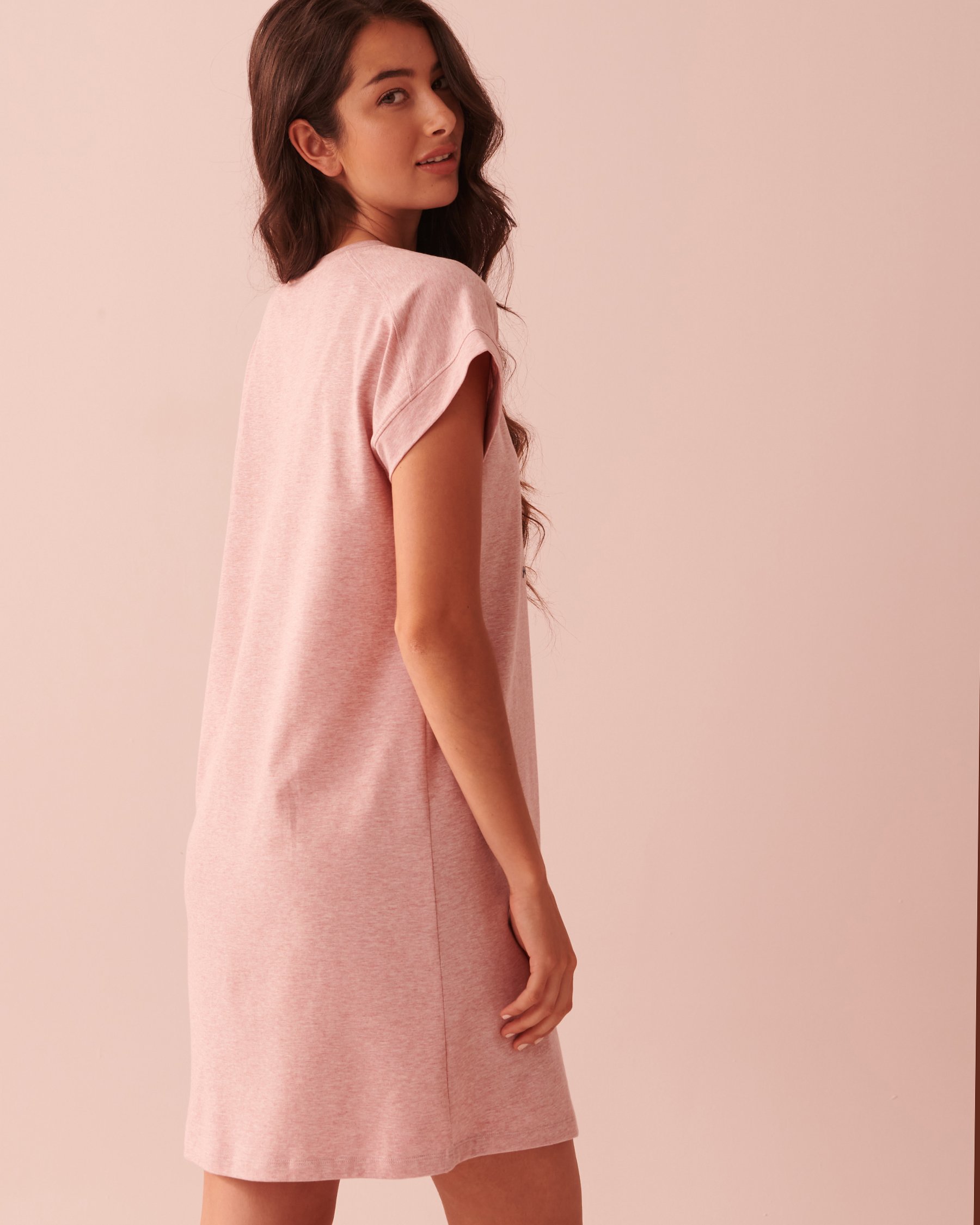 LA VIE EN ROSE Chemise de nuit manches courtes à motif hibou Mélange rose blush 40500301 - Voir2