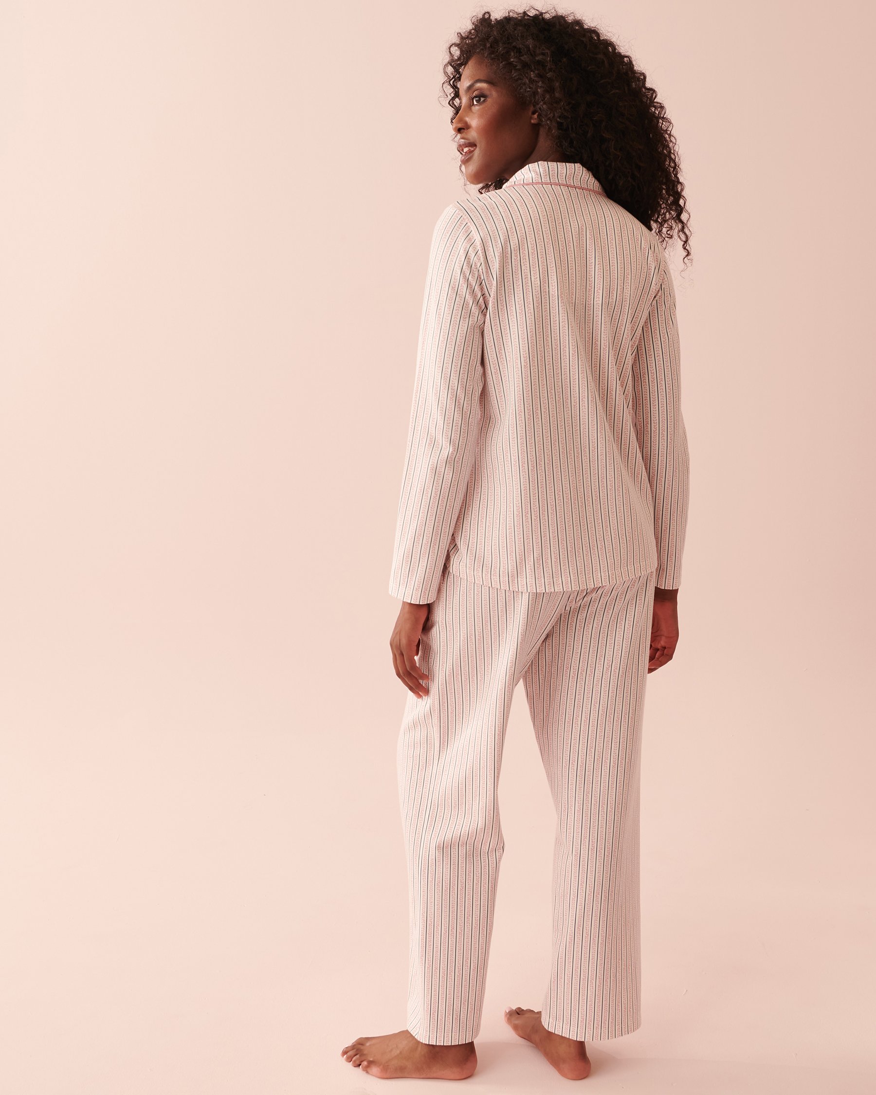 LA VIE EN ROSE Cotton Long Sleeve Shirt PJ Set Colored vertical stripes 40400052 - View3