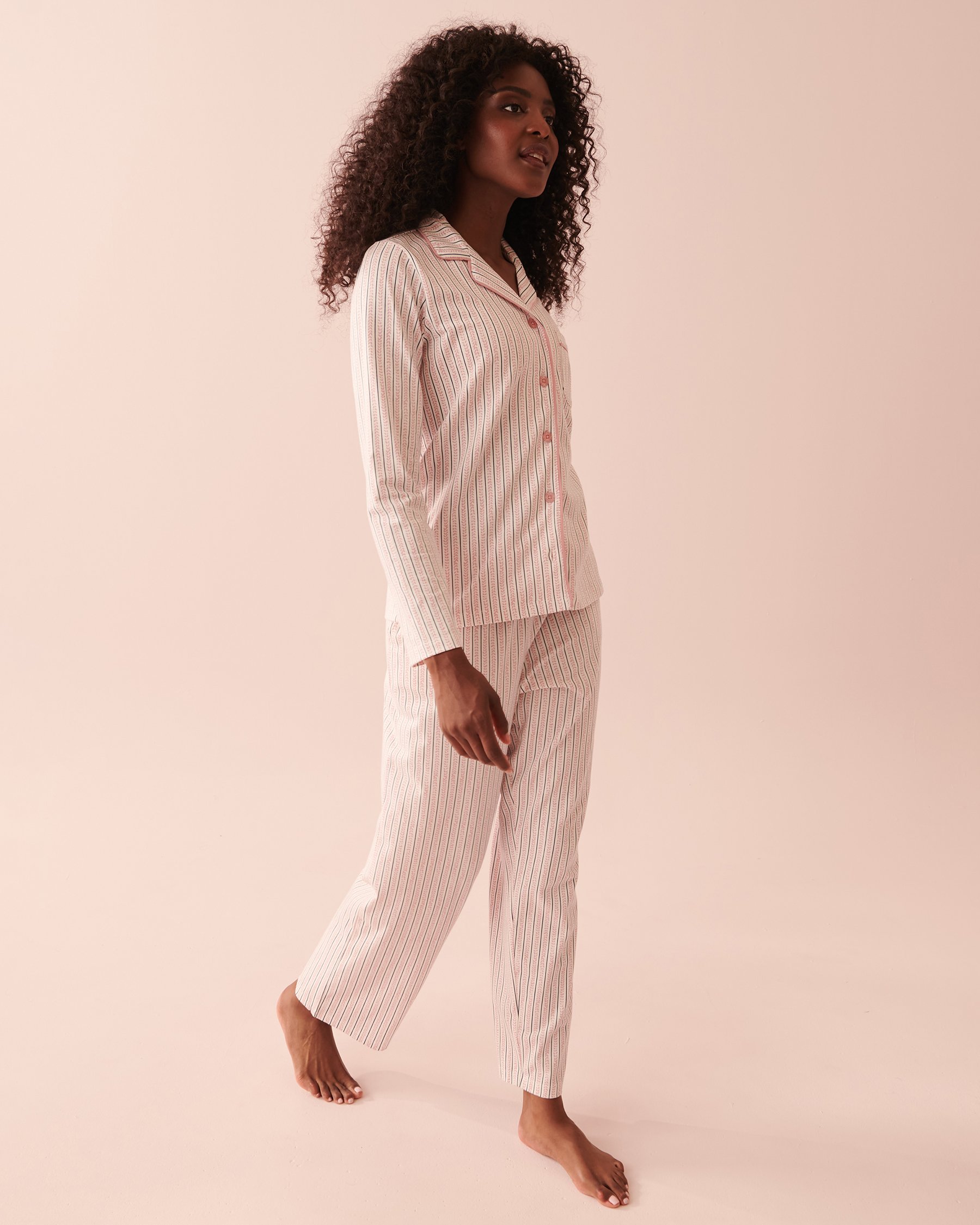 LA VIE EN ROSE Cotton Long Sleeve Shirt PJ Set Colored vertical stripes 40400052 - View6