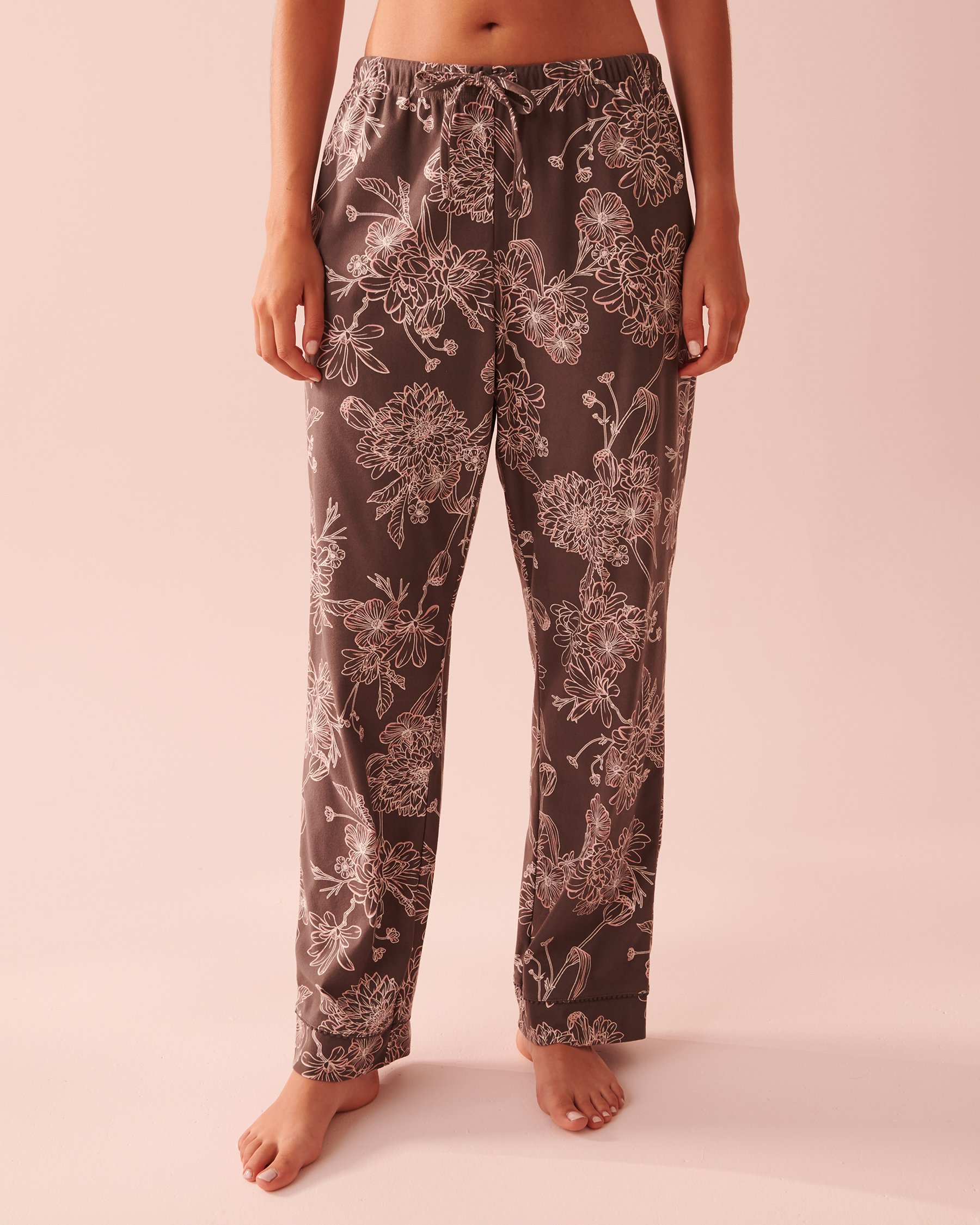 LA VIE EN ROSE Luxury Flannel Long Sleeve Shirt PJ Set Floral reflection 40400053 - View4