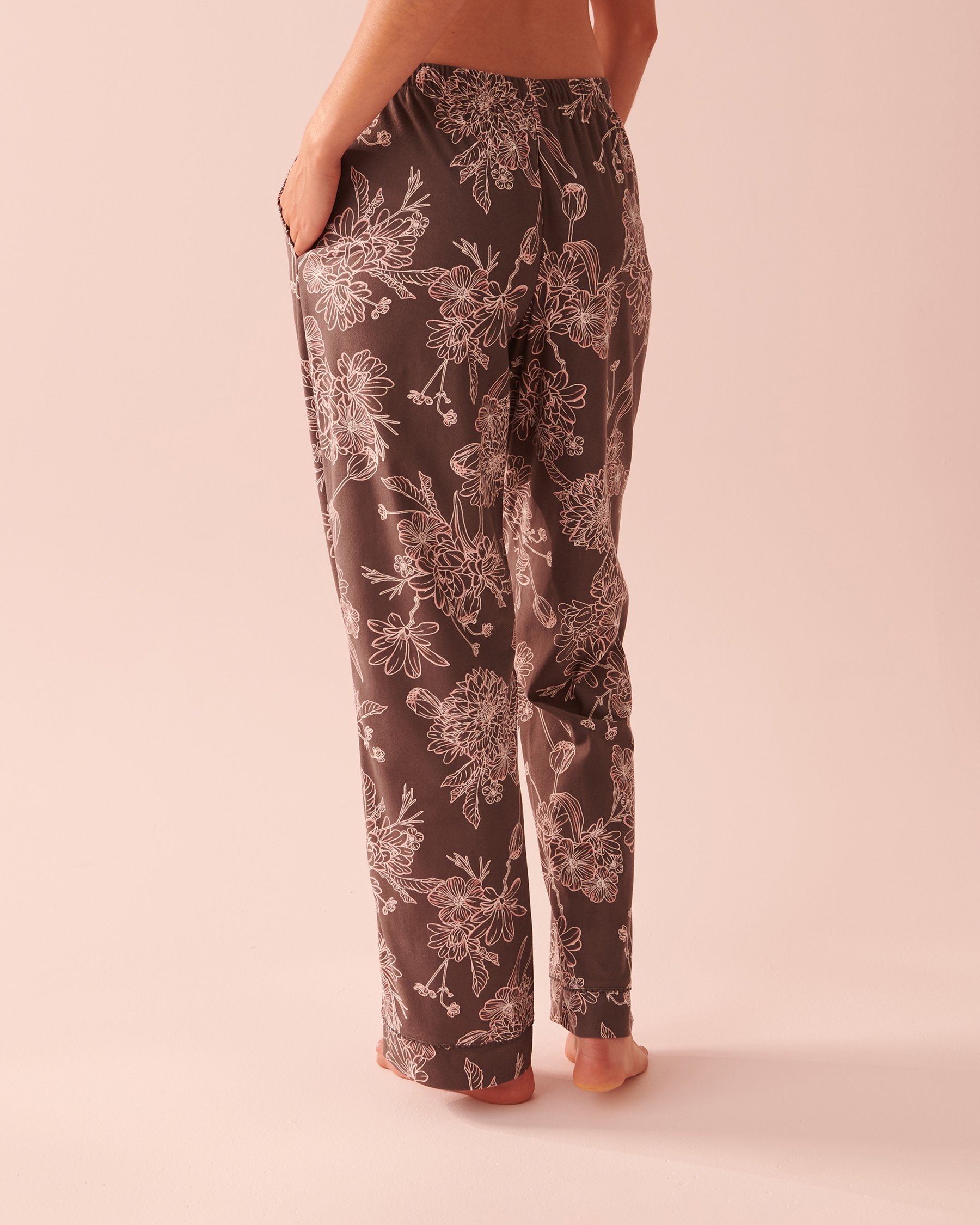 LA VIE EN ROSE Luxury Flannel Long Sleeve Shirt PJ Set Floral reflection 40400053 - View5