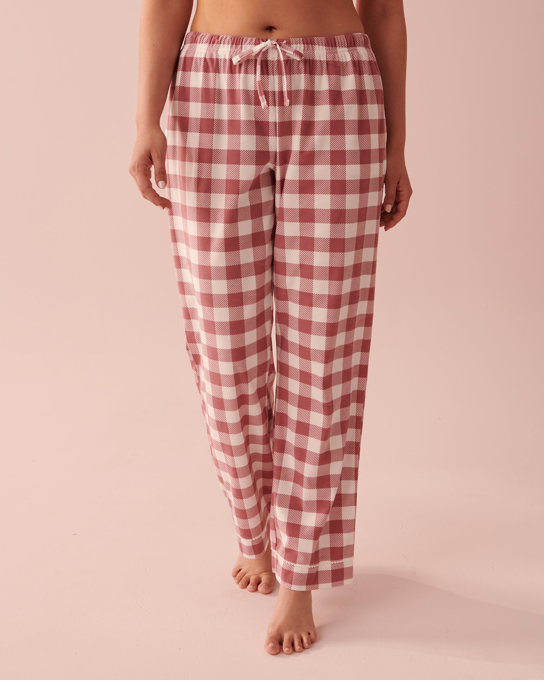 LA VIE EN ROSE Luxury Flannel Long Sleeve Shirt PJ Set Misty plum plaid 40400053 - View4