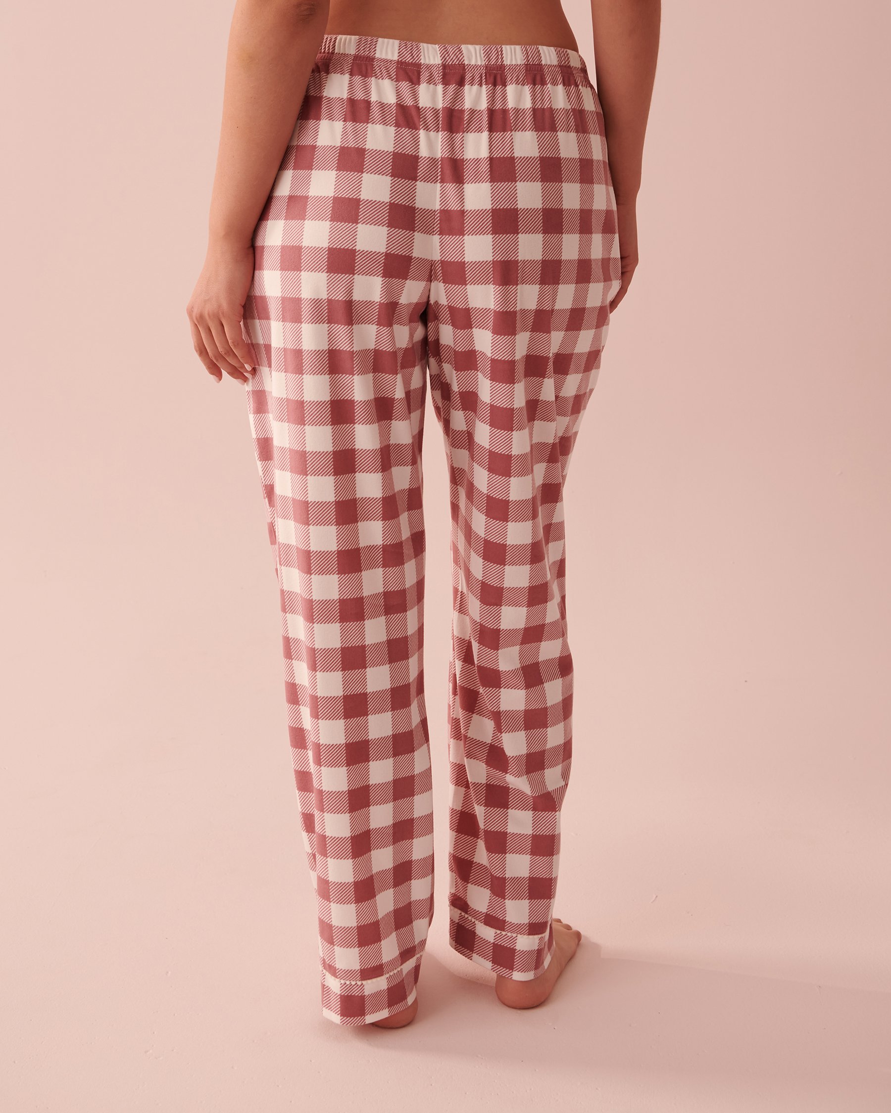 LA VIE EN ROSE Luxury Flannel Long Sleeve Shirt PJ Set Misty plum plaid 40400053 - View5