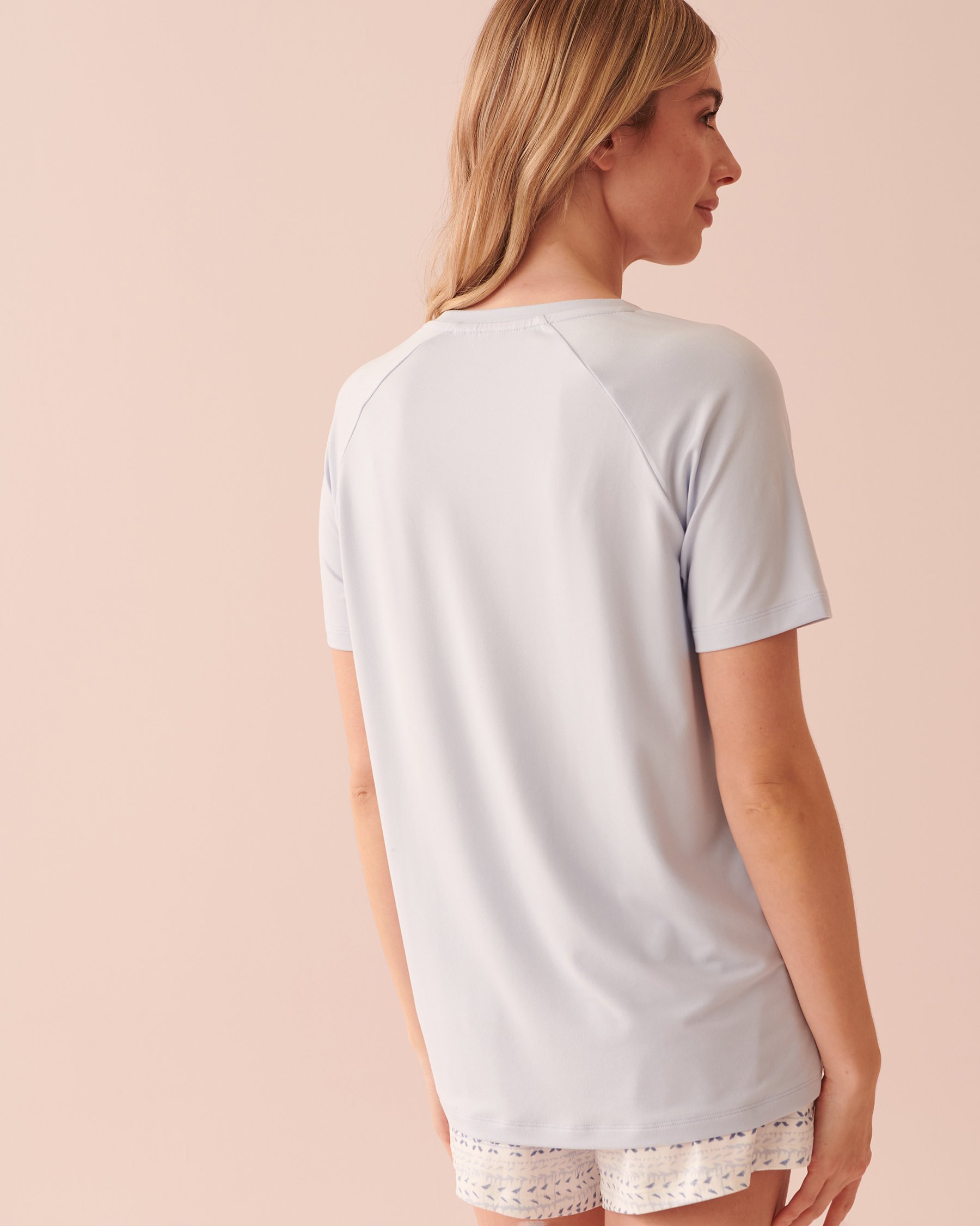 LA VIE EN ROSE Nerdy Bear Print Super Soft T-shirt Heather blue 40100477 - View2