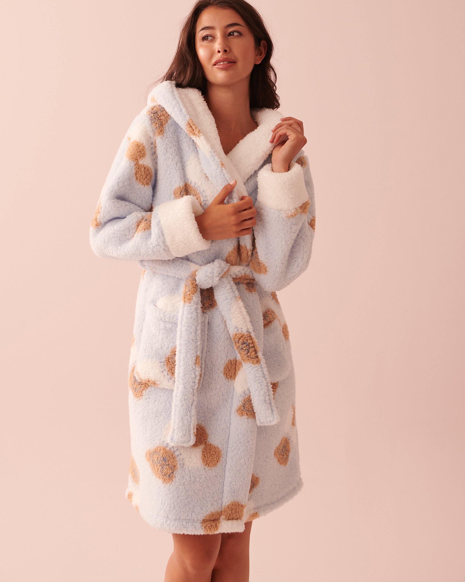 LA VIE EN ROSE Robe de chambre en sherpa à motif ourson intello Ourson intello 40600141 - View1