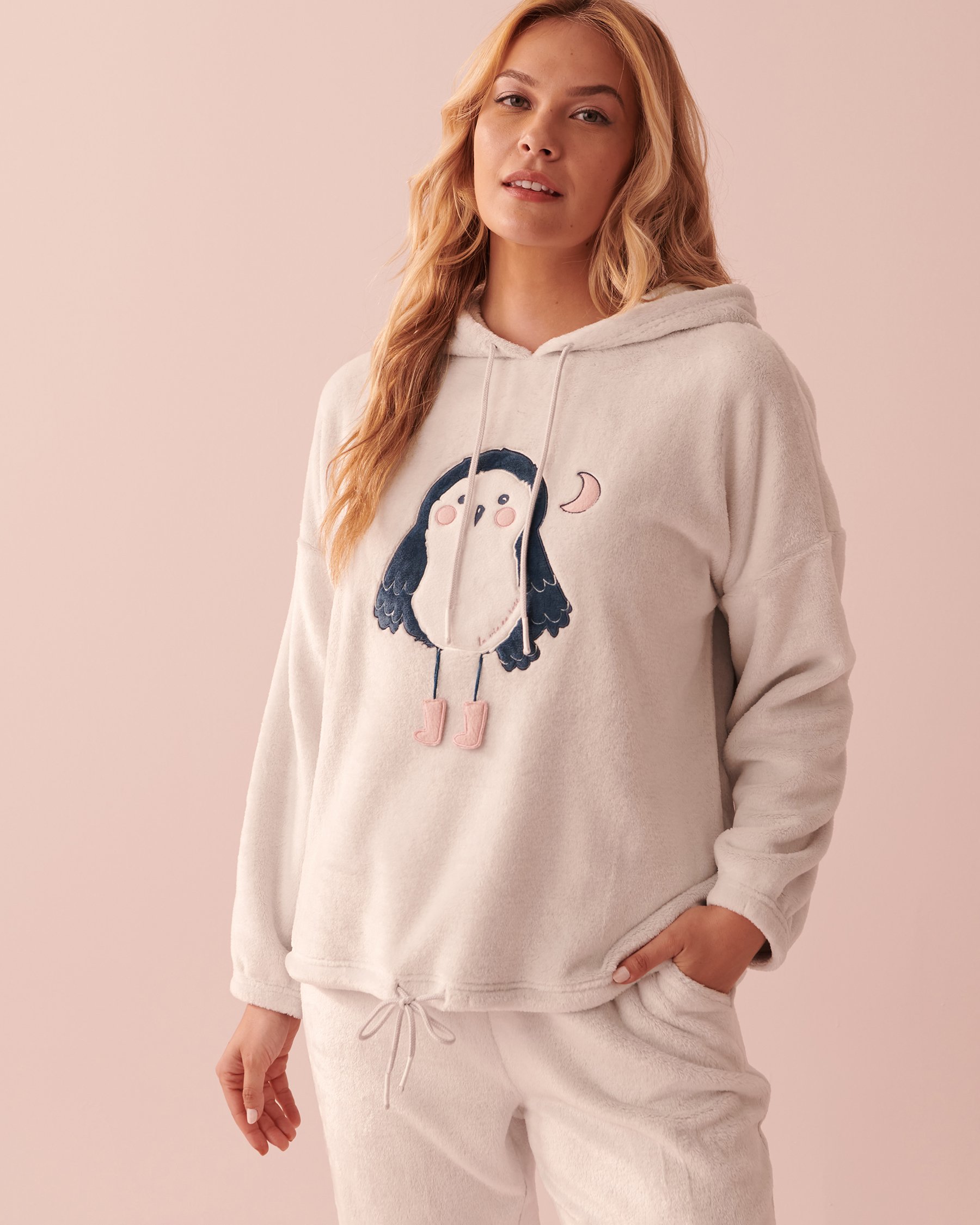 LA VIE EN ROSE Chandail en peluche douce à motif hibou Gris 40100482 - View1