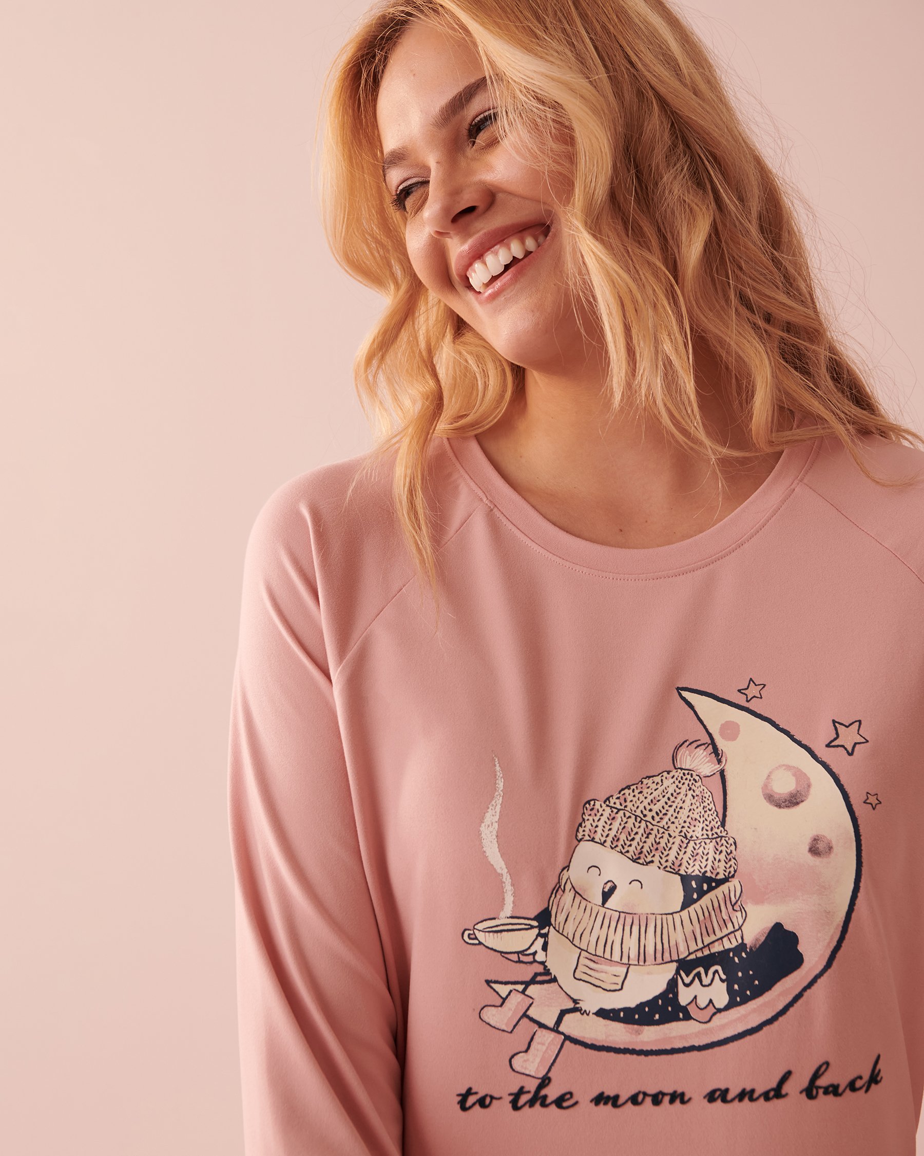 LA VIE EN ROSE Night Owl Super Soft Long Sleeve Shirt Blush rose 40100476 - View4