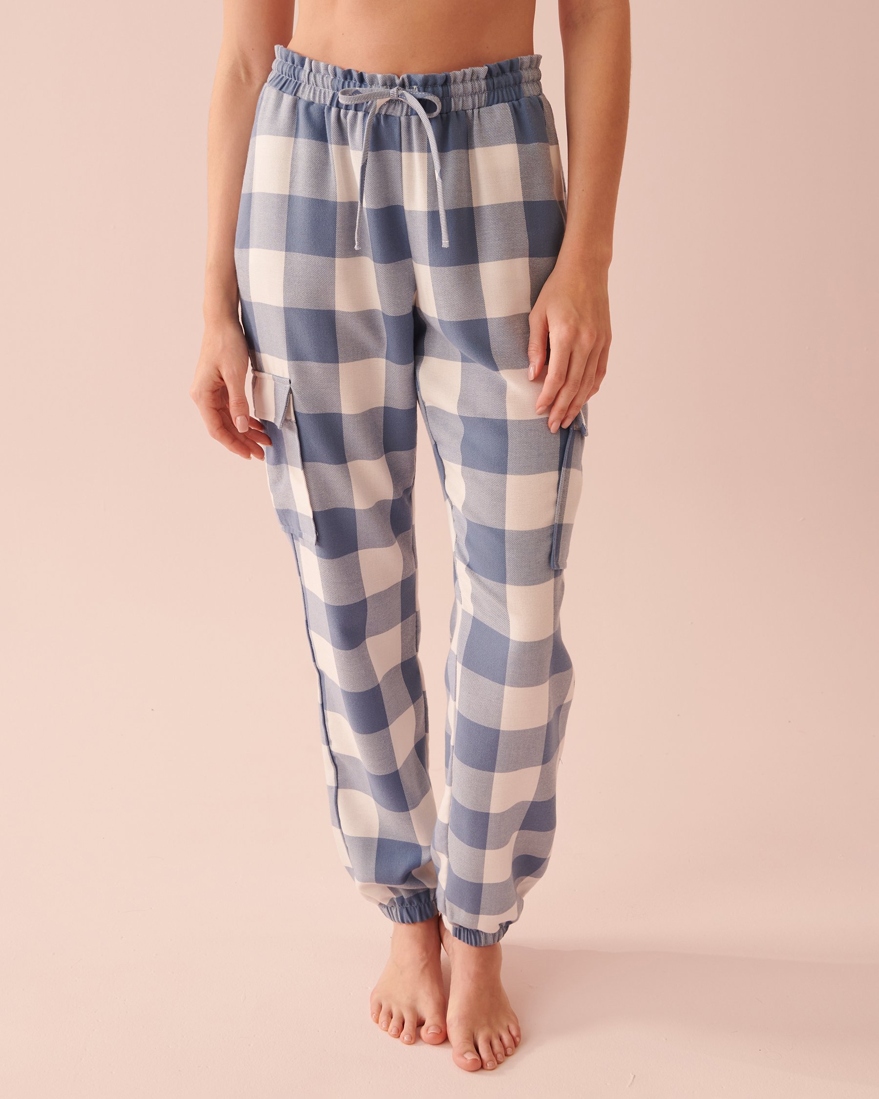 LA VIE EN ROSE Plaid Cargo Pajama Pants Blue horizon plaid 40200480 - View1