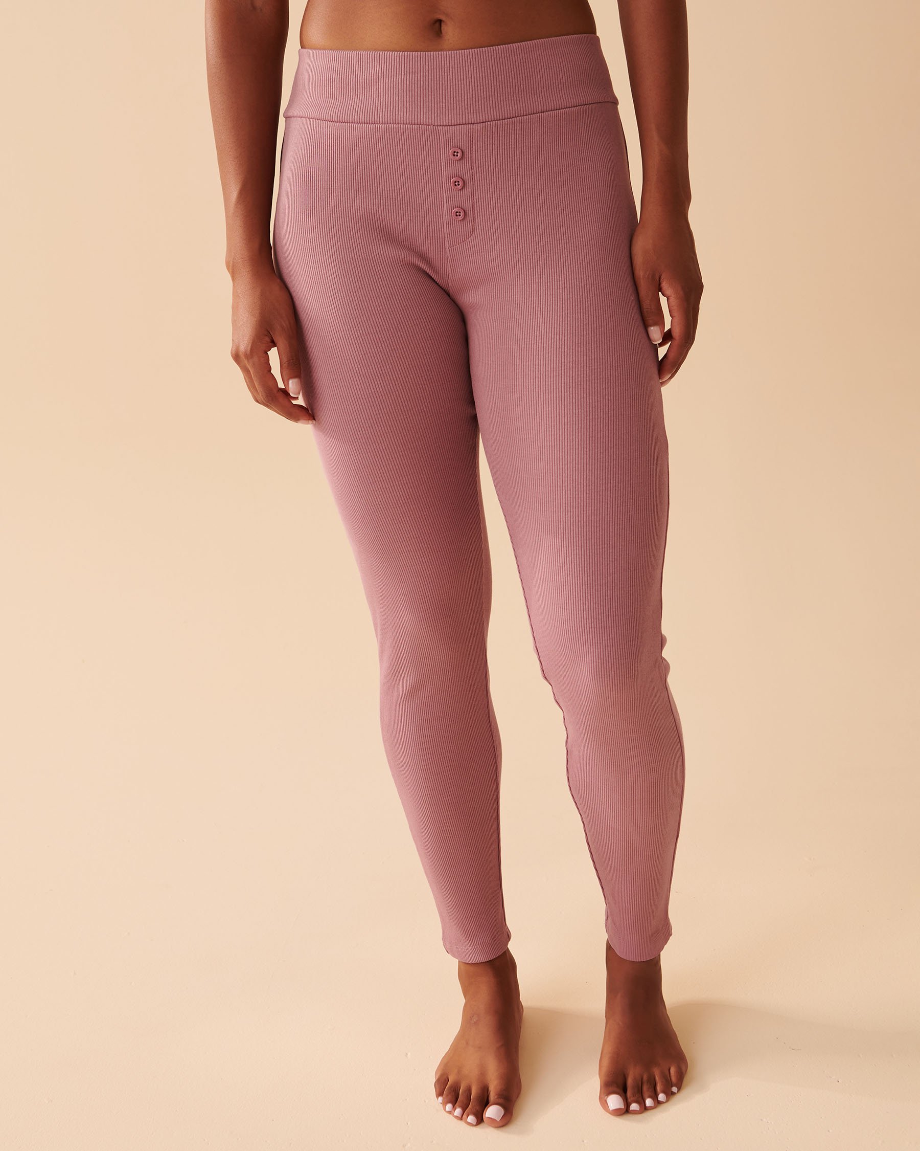 LA VIE EN ROSE Ribbed Fitted Pants Dusky orchid 40200481 - View1