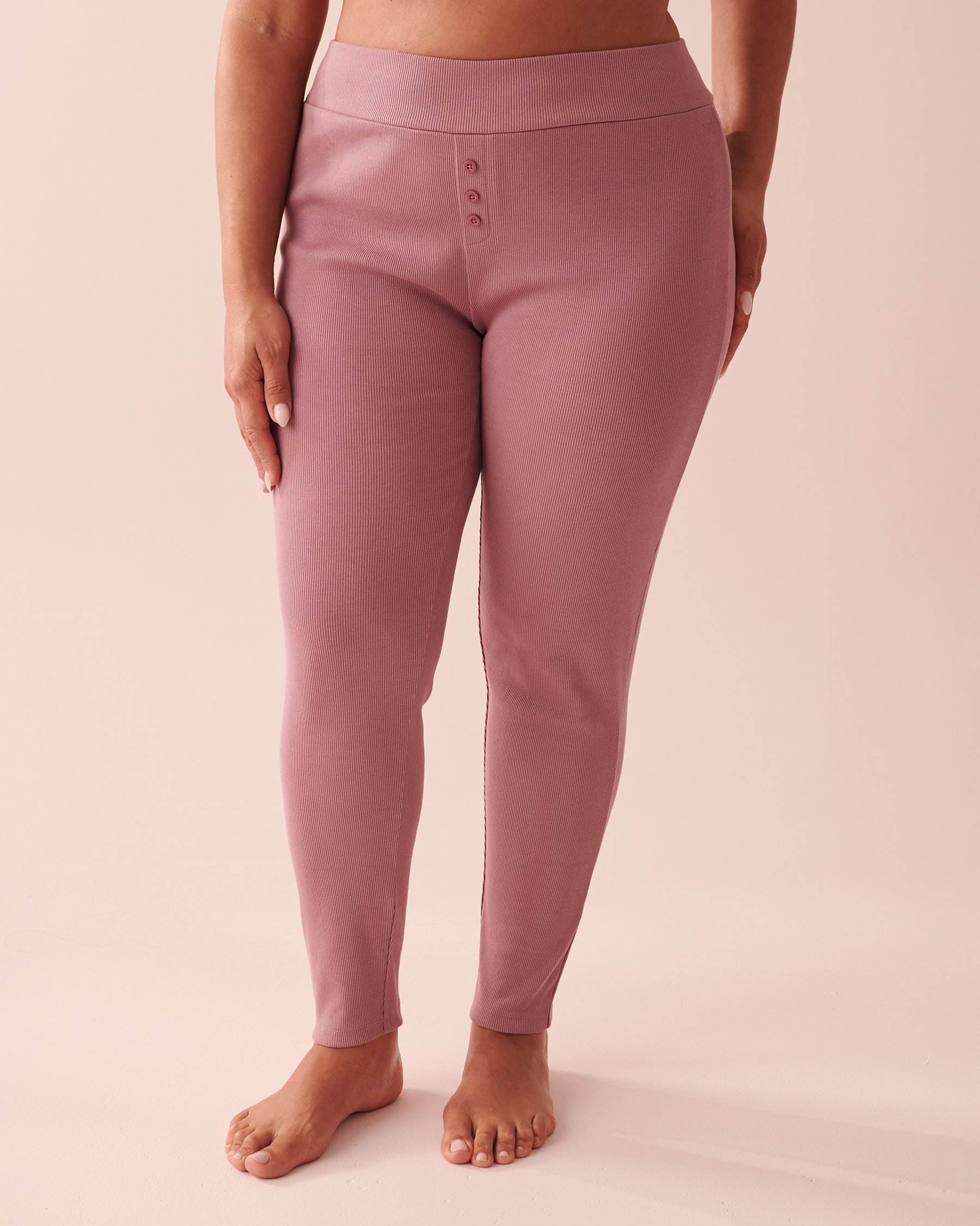 LA VIE EN ROSE Ribbed Fitted Pants Dusky orchid 40200481 - View3