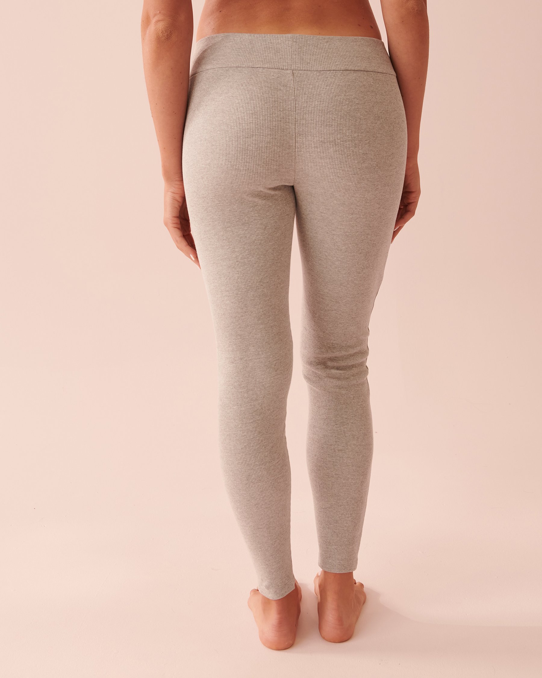 LA VIE EN ROSE Ribbed Fitted Pants Dusty grey 40200481 - View2