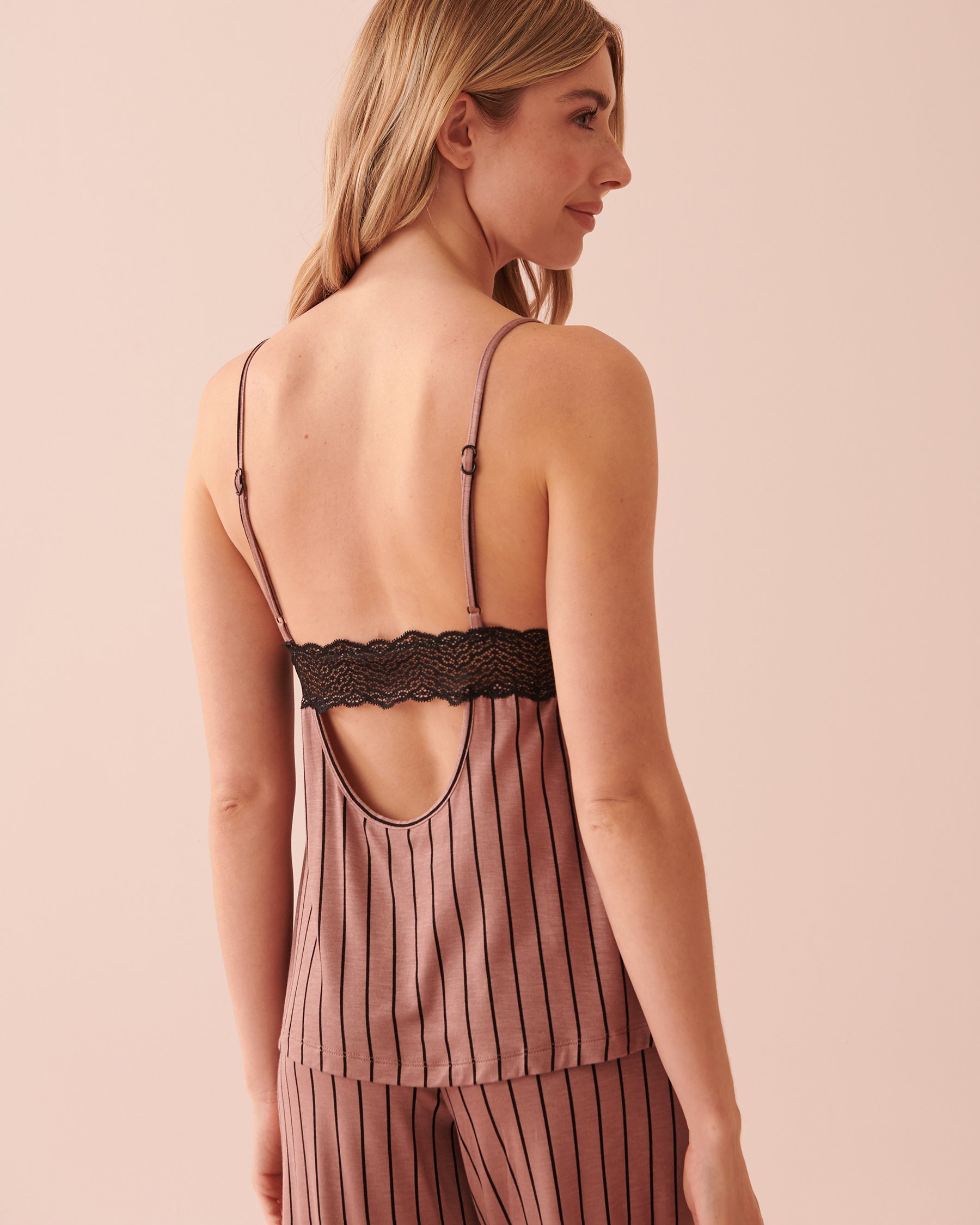 LA VIE EN ROSE Soft Jersey Lace Details Cami Chic stripes 40100488 - View2