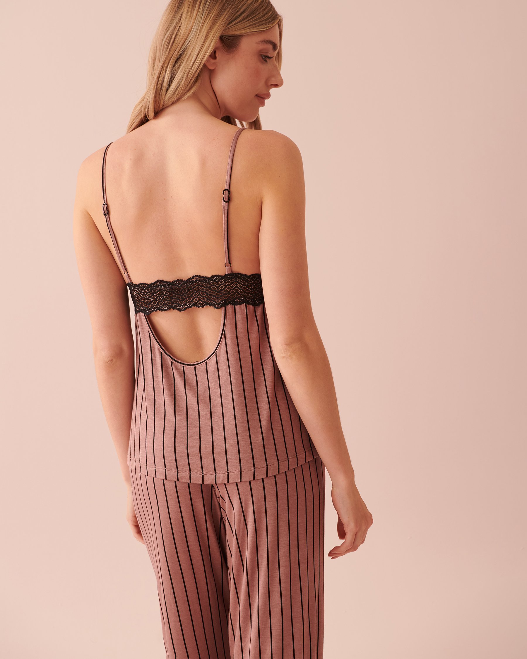 LA VIE EN ROSE Soft Jersey Lace Details Cami Chic stripes 40100488 - View4