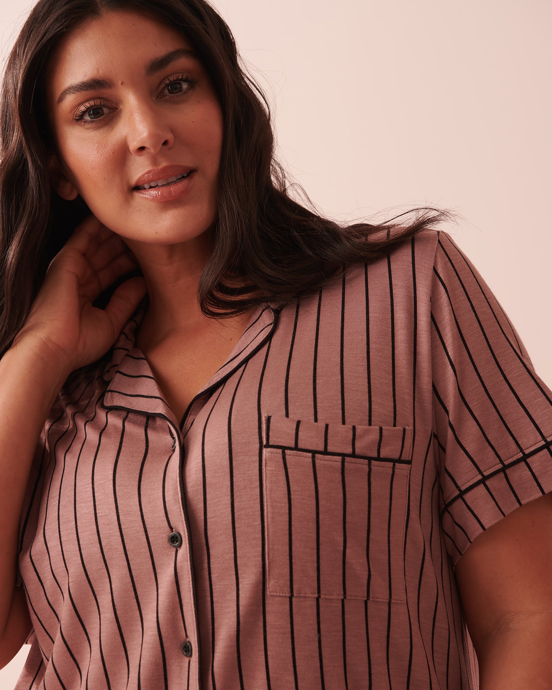 LA VIE EN ROSE Soft Jersey Short Sleeve Shirt Chic stripes 40100490 - View3