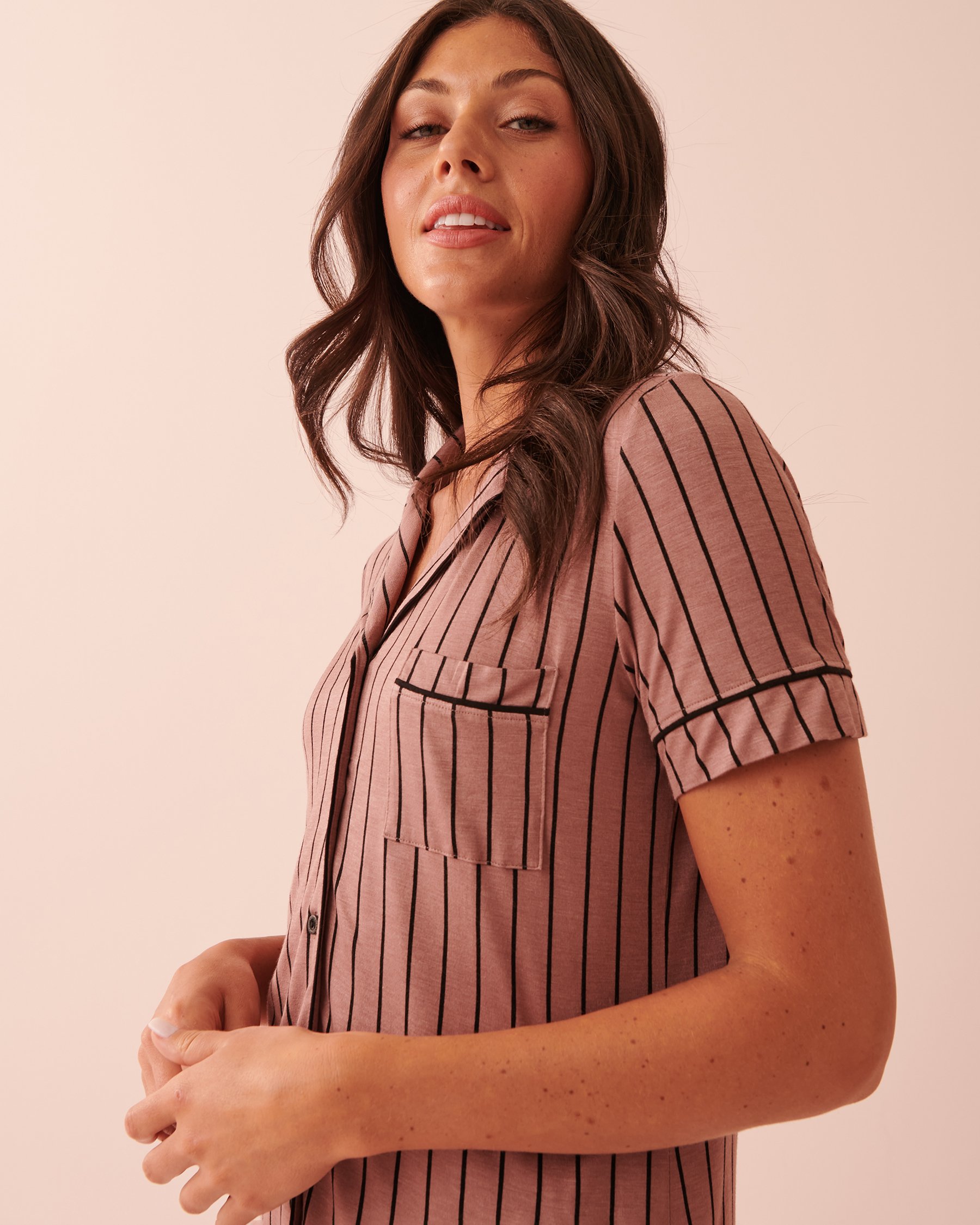 LA VIE EN ROSE Soft Jersey Short Sleeve Shirt Chic stripes 40100490 - View6