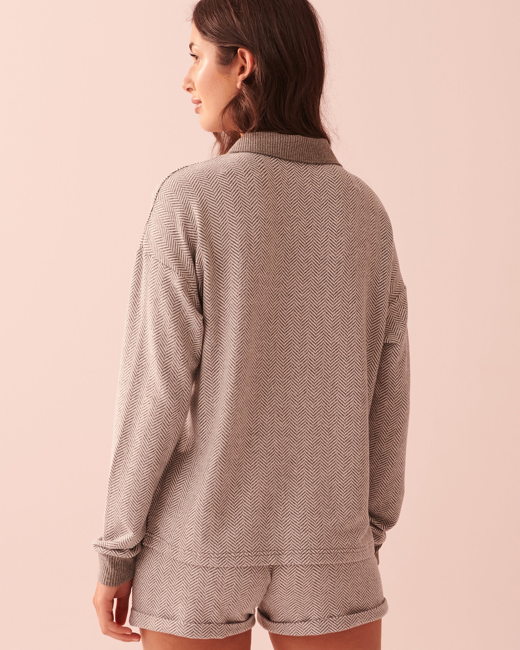 LA VIE EN ROSE Soft Knit Long Sleeve Shirt Light charcoal mix 40100479 - View2