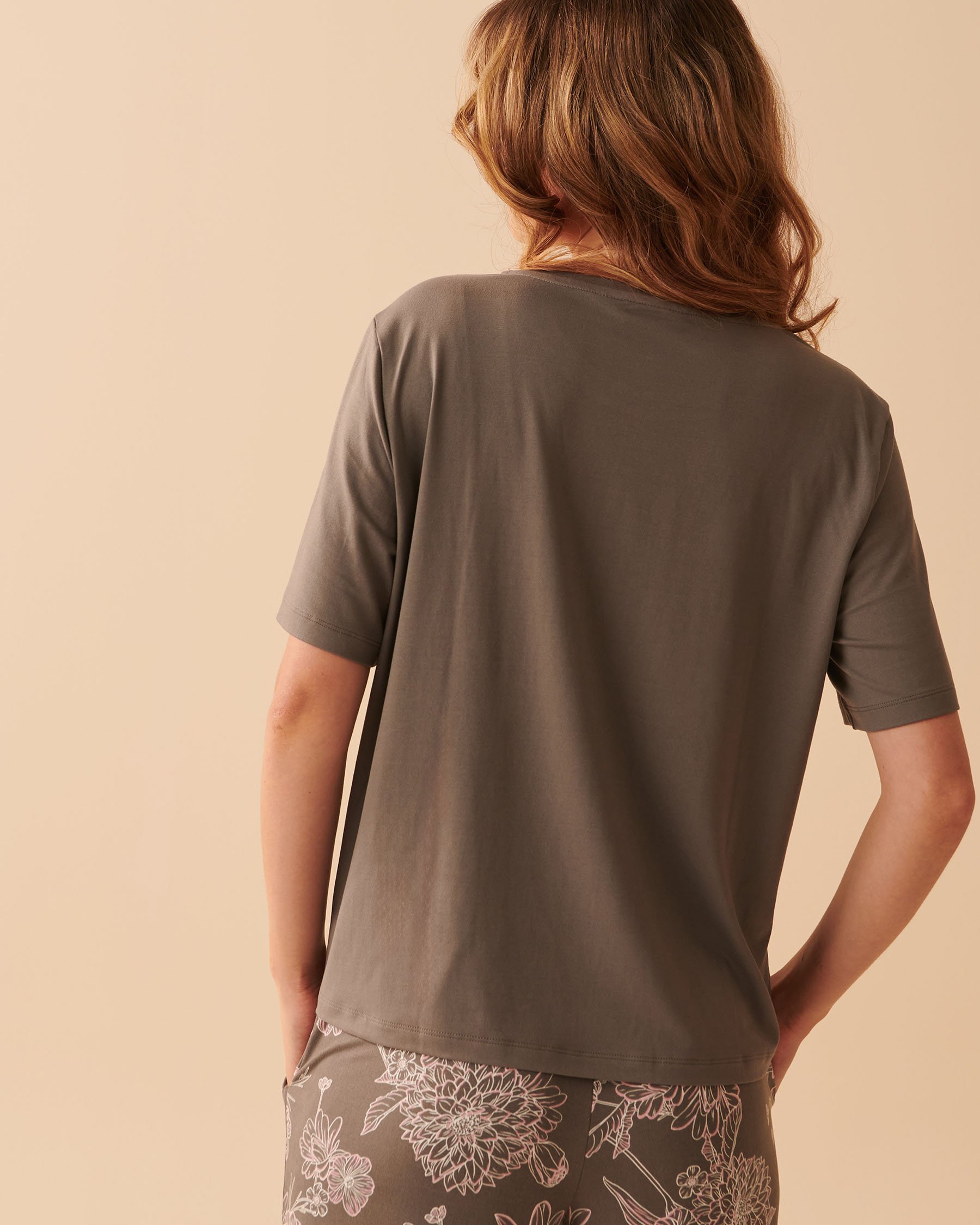 LA VIE EN ROSE Super Soft Crew Neck T-shirt Smoky grey 40100481 - View2