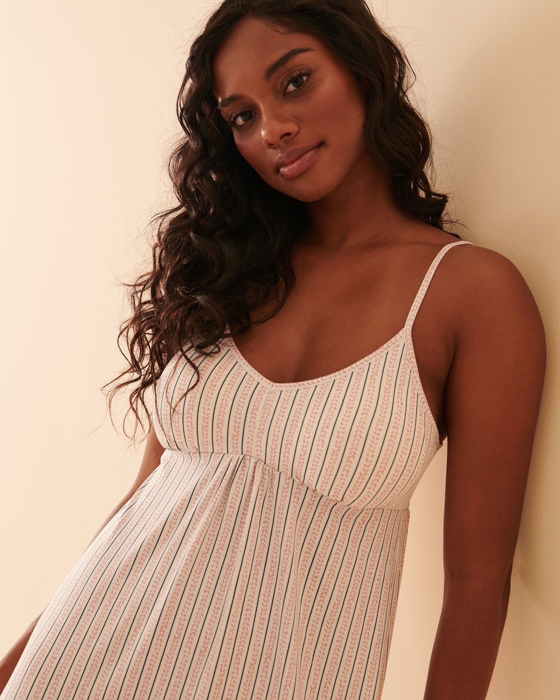 LA VIE EN ROSE Super Soft Thin Straps Nightie Colored vertical stripes 40500297 - View3