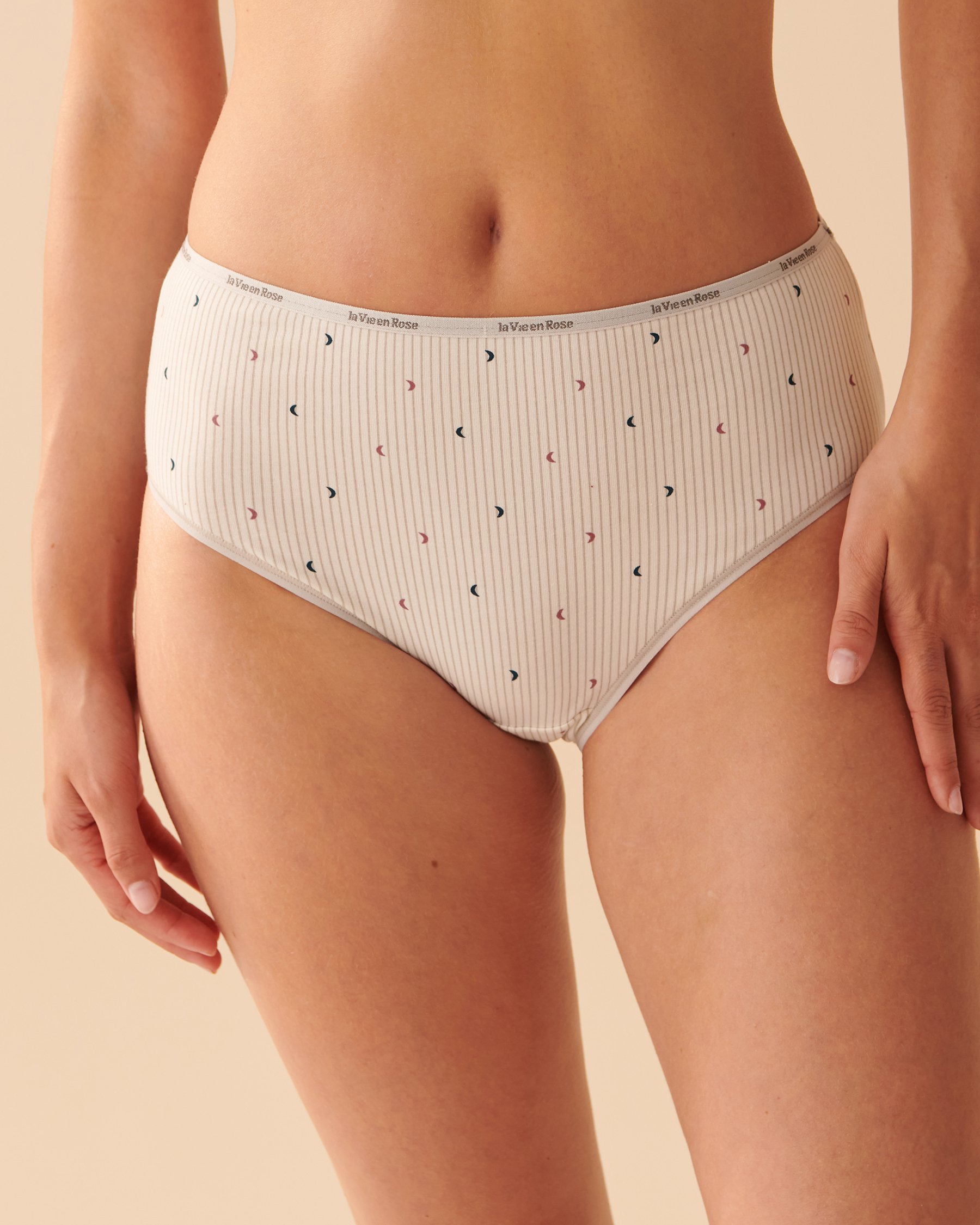 LA VIE EN ROSE Cotton High Waist Bikini Panty Stripes and moon 20100345 - View1