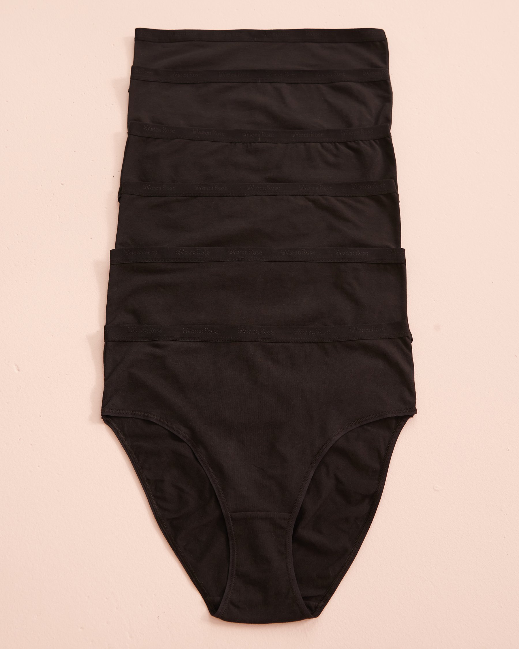 LA VIE EN ROSE 6-Pack Cotton High Waist Bikini Panty Black 20100369 - View1
